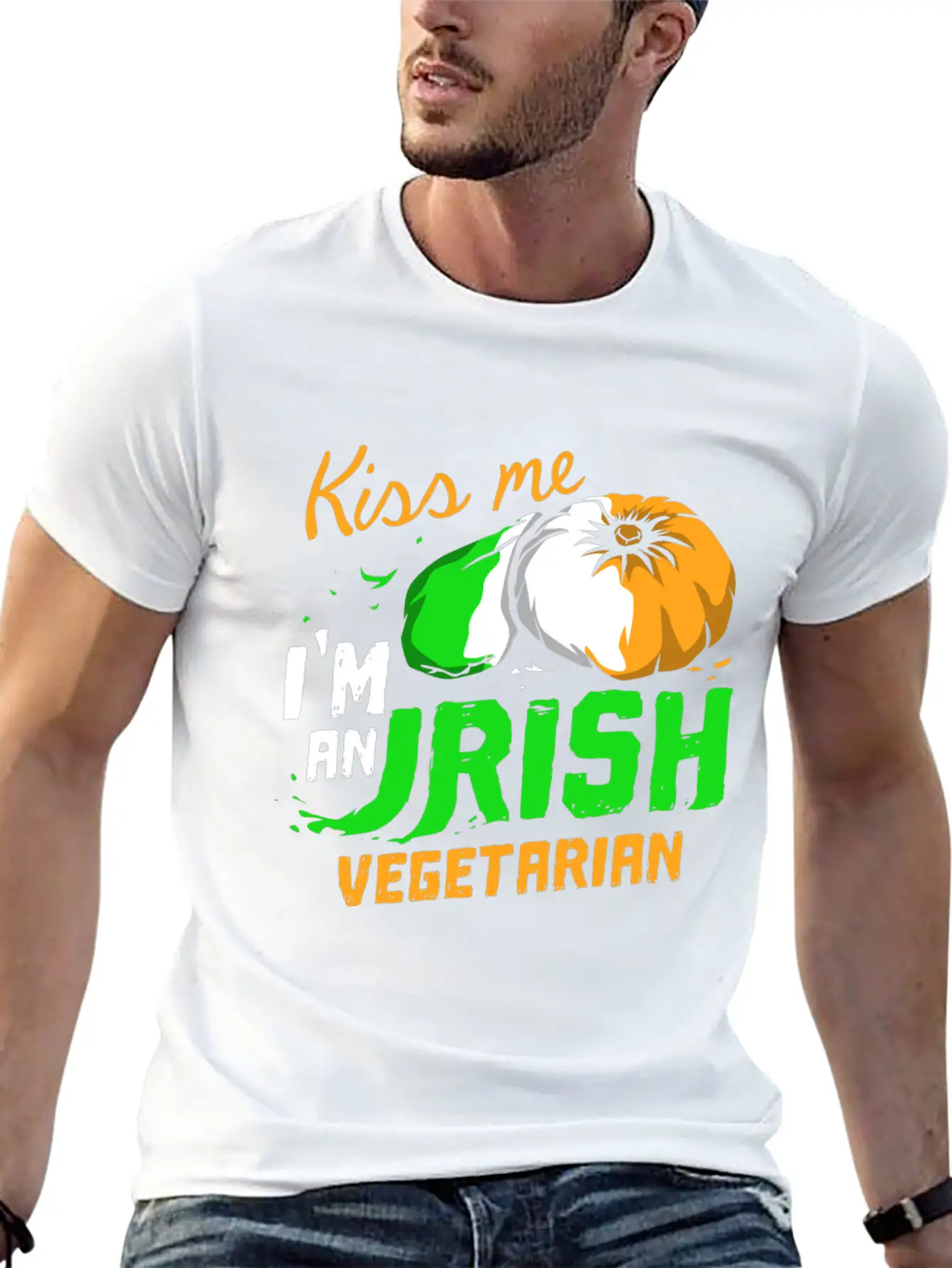 Kiss Me Irish Vegetarian Essential Cotton Tee For Daily Outfits ¨C Unisex Style