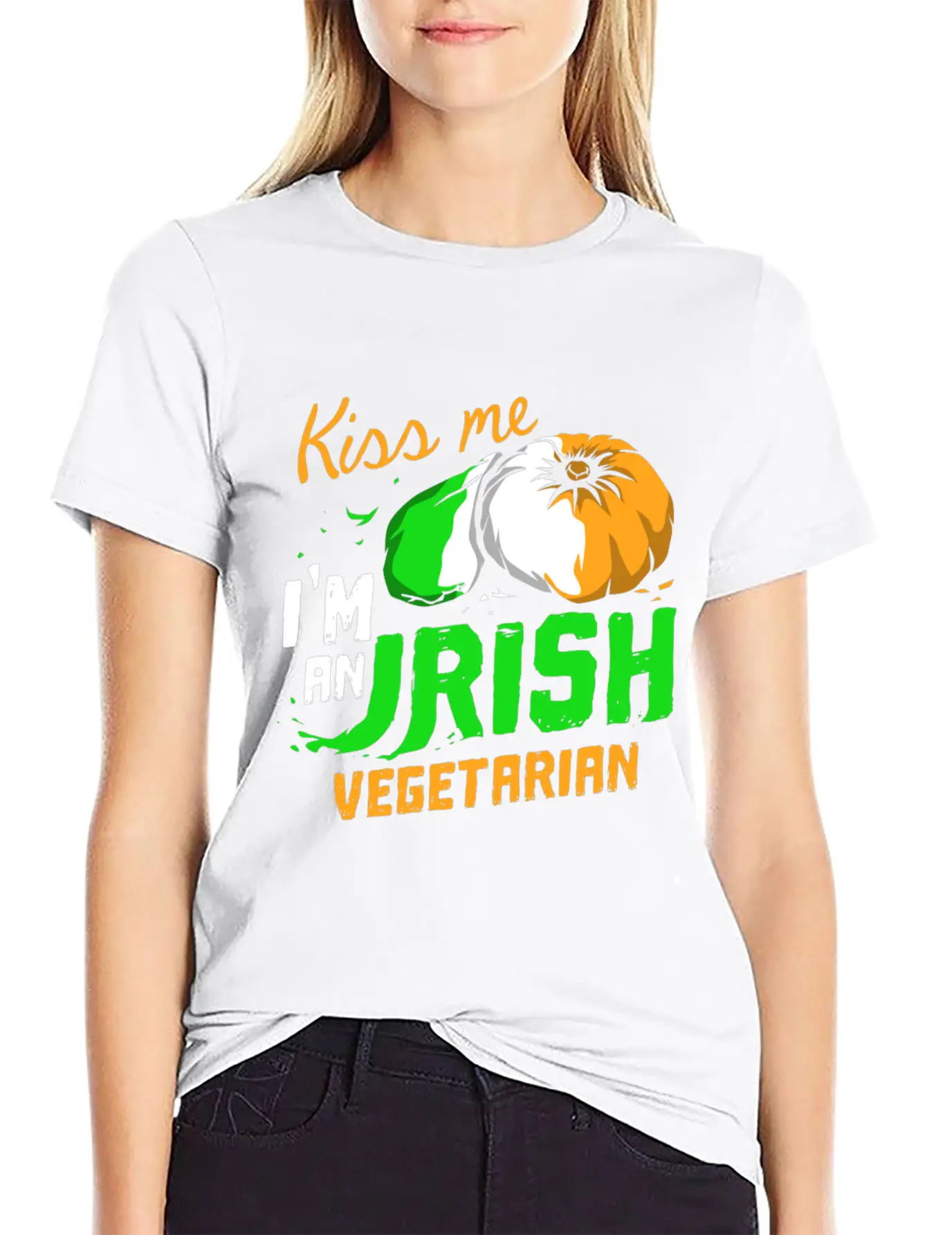 Kiss Me Irish Vegetarian Essential Cotton Tee For Daily Outfits ¨C Unisex Style