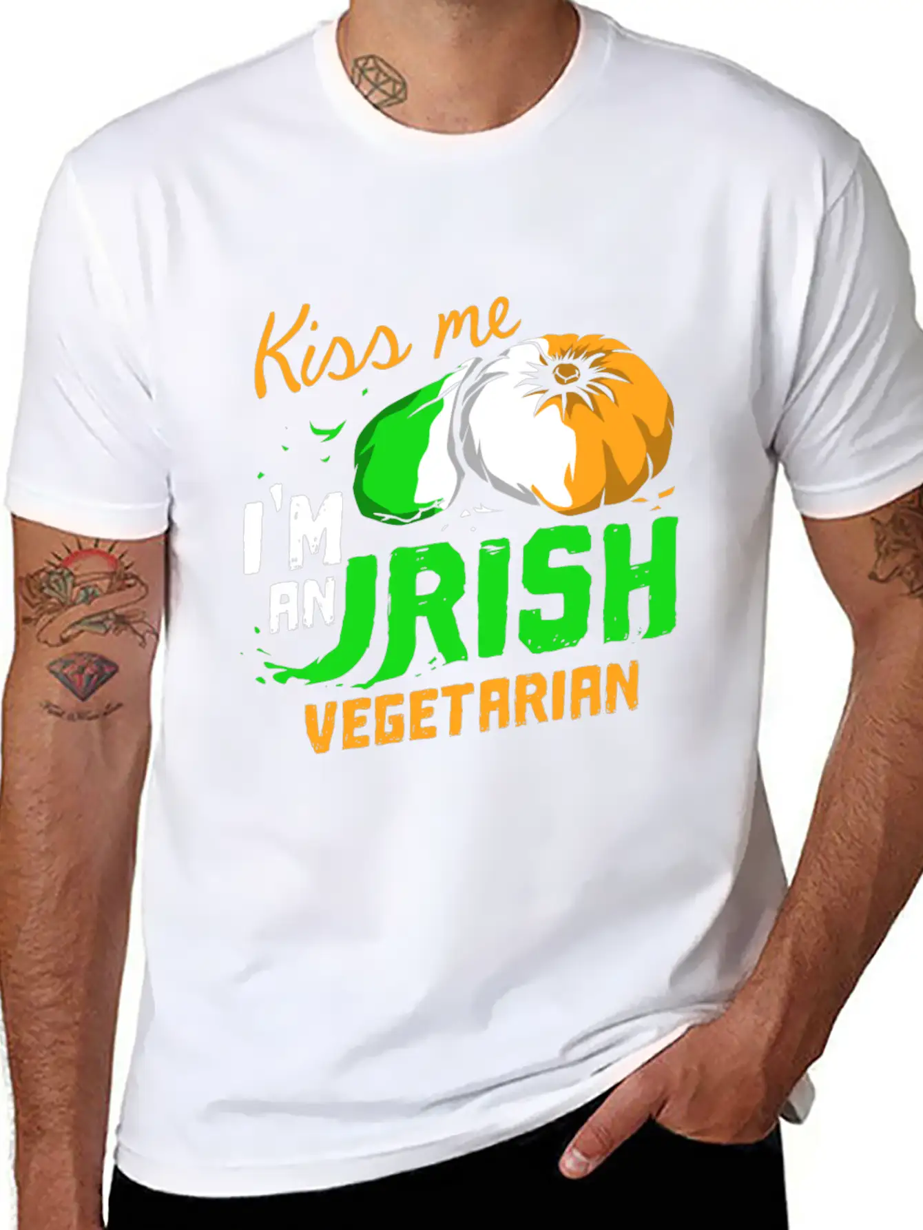 Kiss Me Irish Vegetarian Essential Cotton Tee For Daily Outfits ¨C Unisex Style