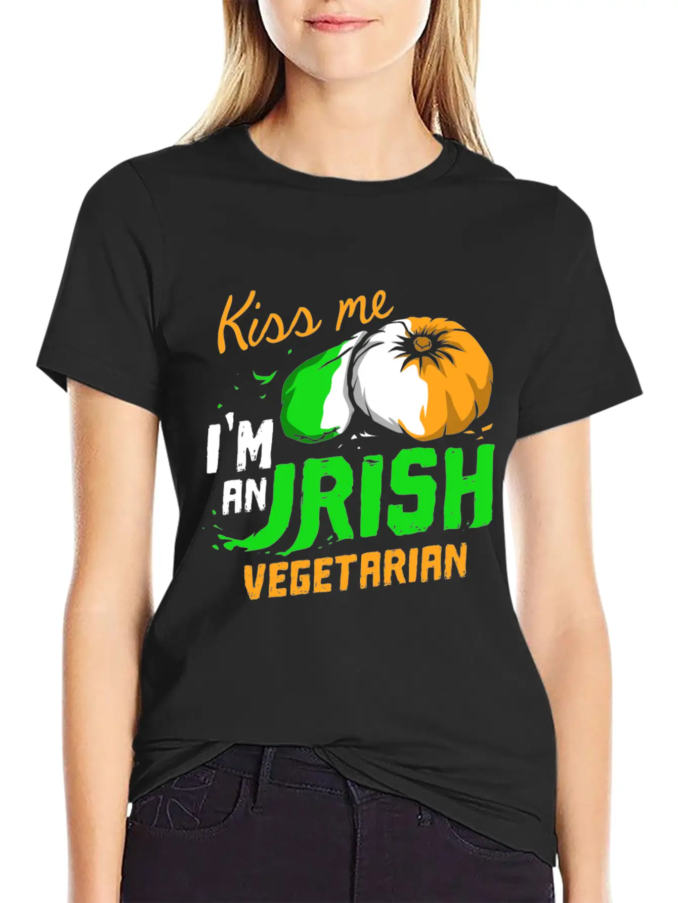 Kiss Me Irish Vegetarian Essential Cotton Tee For Daily Outfits ¨C Unisex Style