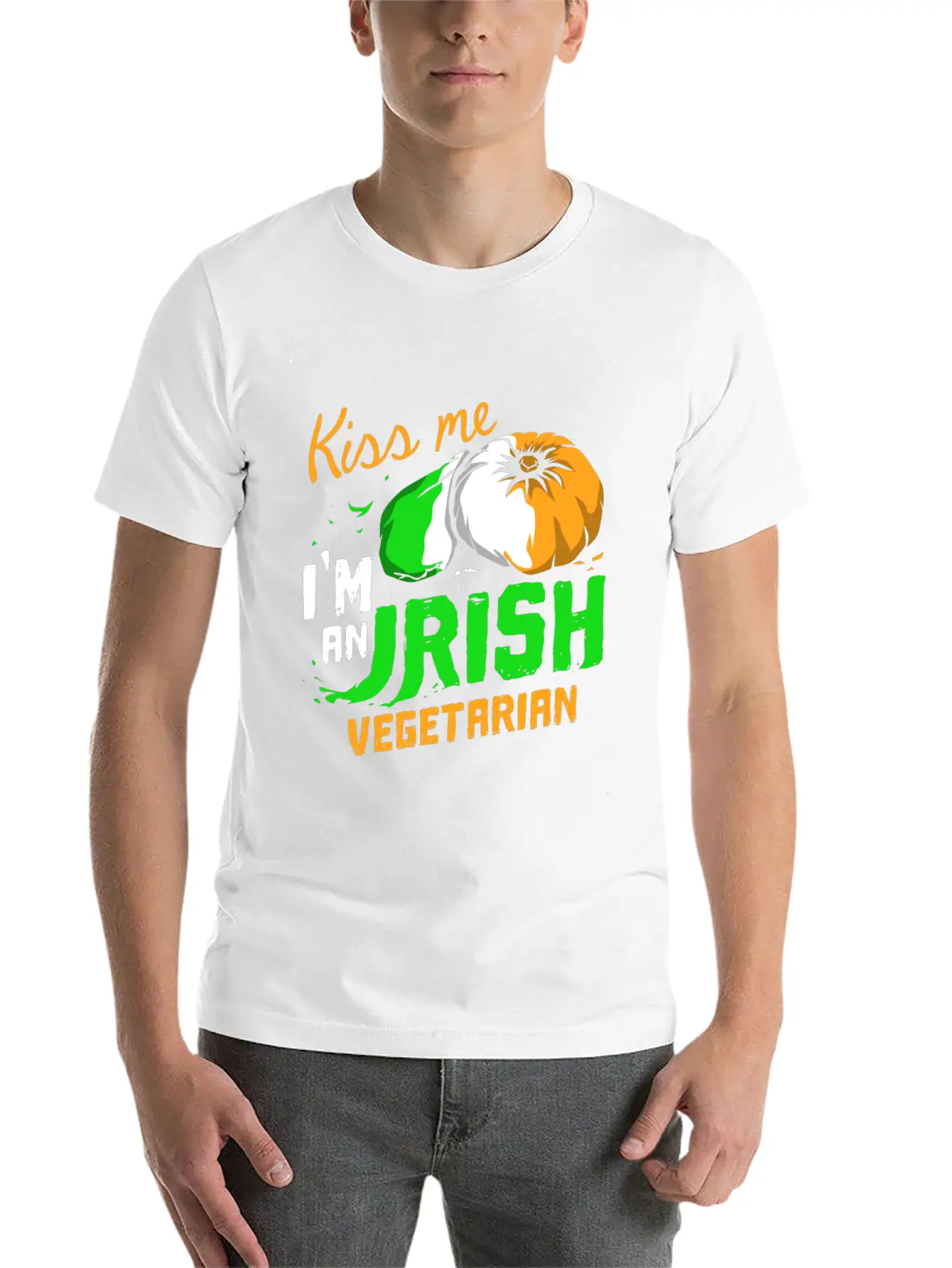 Kiss Me Irish Vegetarian Essential Cotton Tee For Daily Outfits ¨C Unisex Style