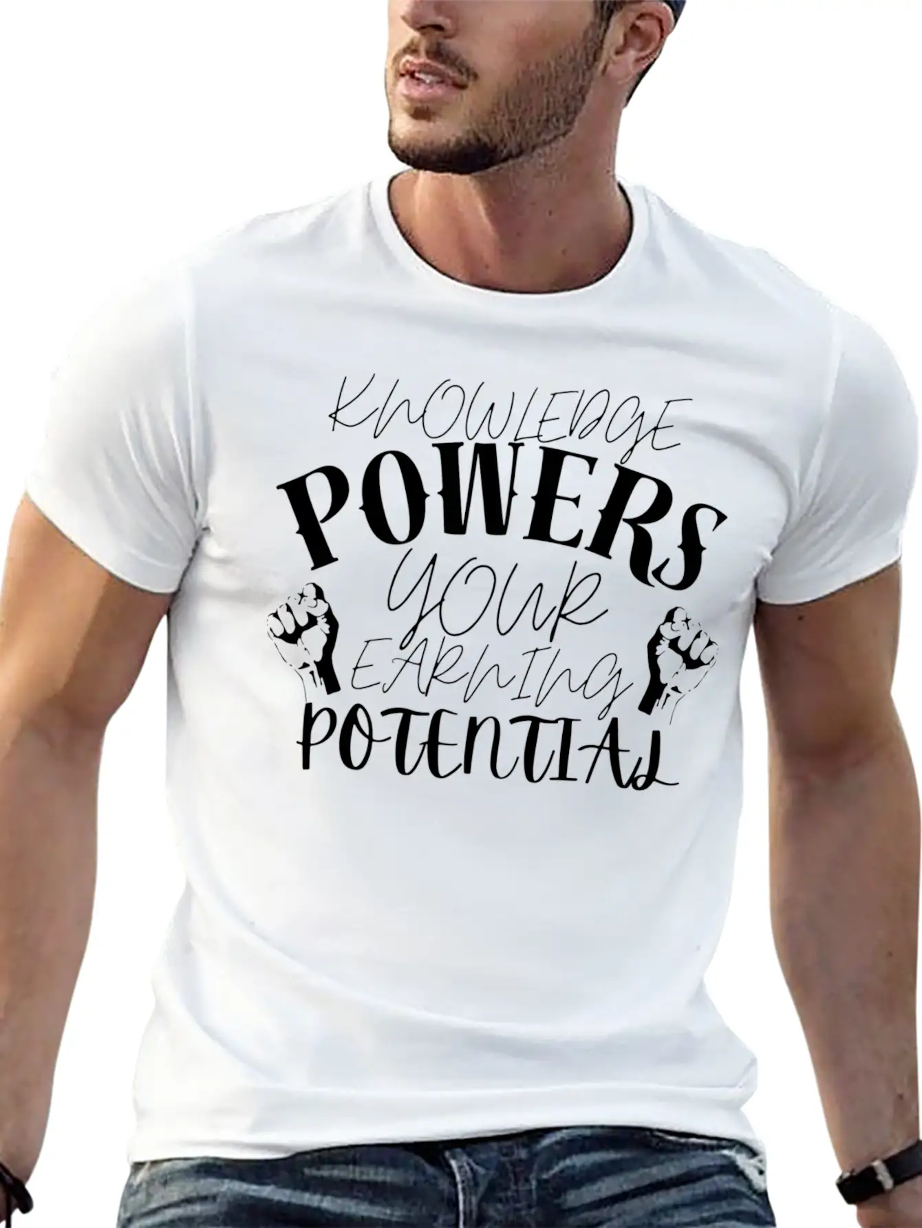 Knowledge Powers Your Earning Potential. Soft Cotton Short Sleeve Tee ¨C Unisex Wardrobe Staple
