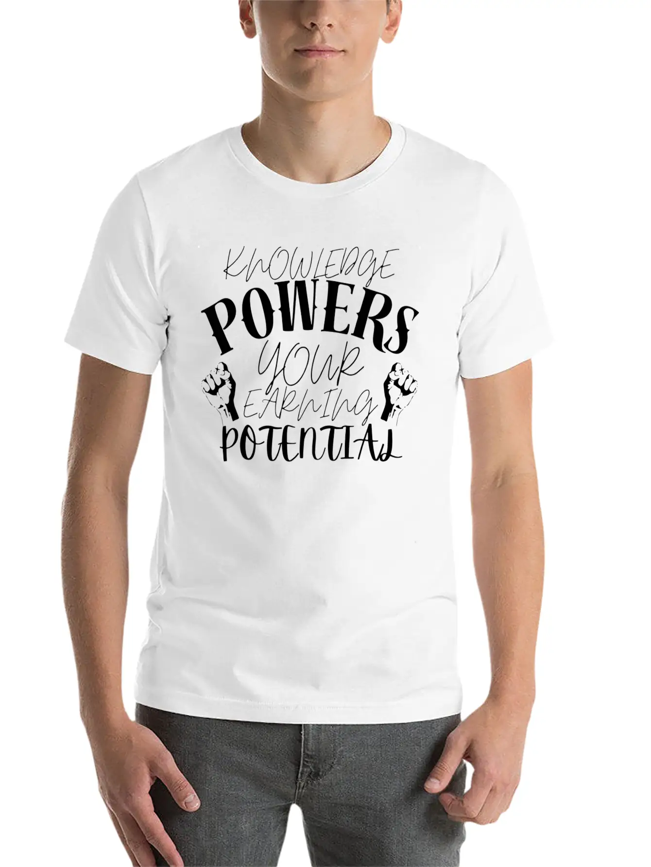Knowledge Powers Your Earning Potential. Soft Cotton Short Sleeve Tee ¨C Unisex Wardrobe Staple