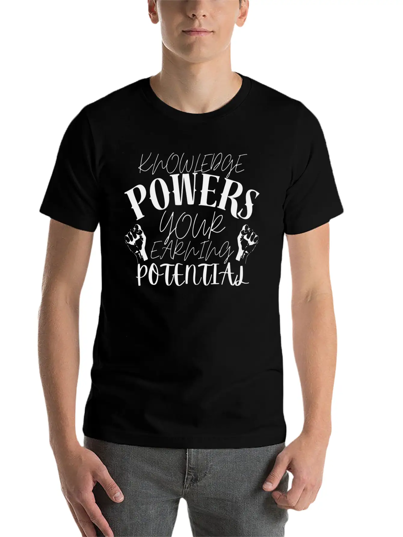 Knowledge Powers Your Earning Potential. Soft Cotton Short Sleeve Tee ¨C Unisex Wardrobe Staple