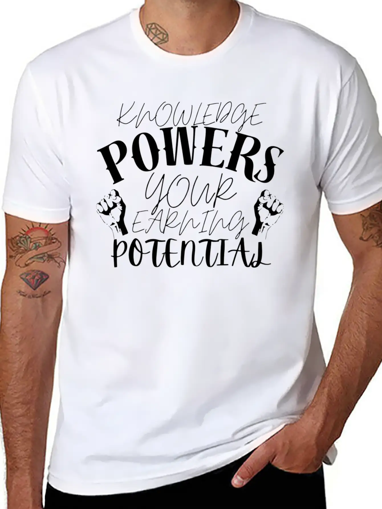 Knowledge Powers Your Earning Potential. Soft Cotton Short Sleeve Tee ¨C Unisex Wardrobe Staple