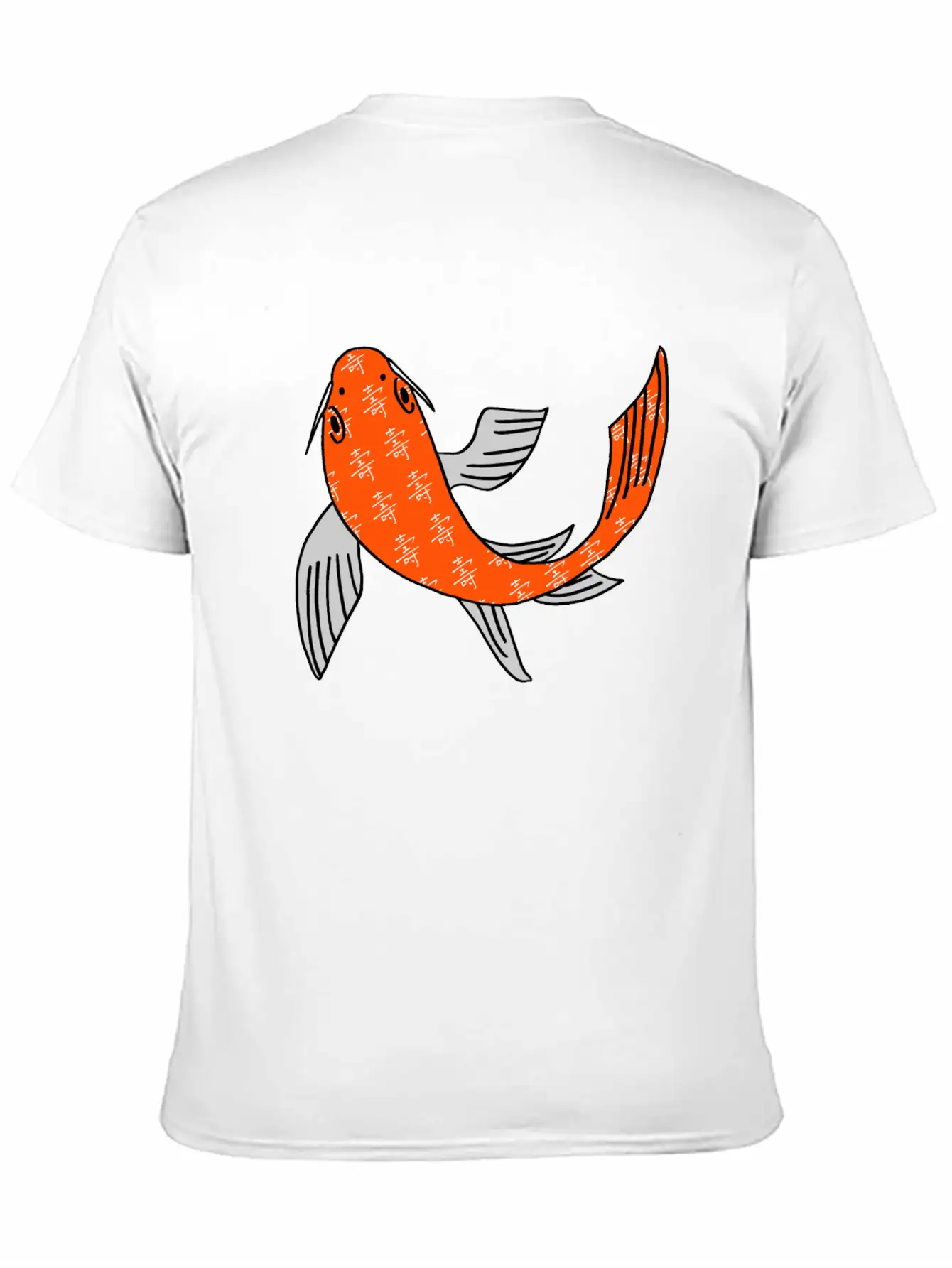 Koi Fish Featuring Longevity Chinese Character Essential Cotton Tee For Daily Outfits ¨C Unisex Style