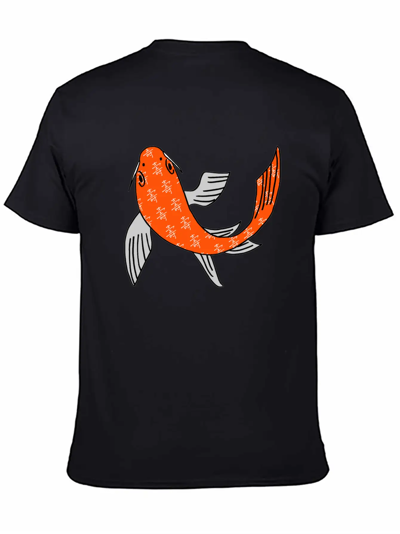 Koi Fish Featuring Longevity Chinese Character Essential Cotton Tee For Daily Outfits ¨C Unisex Style