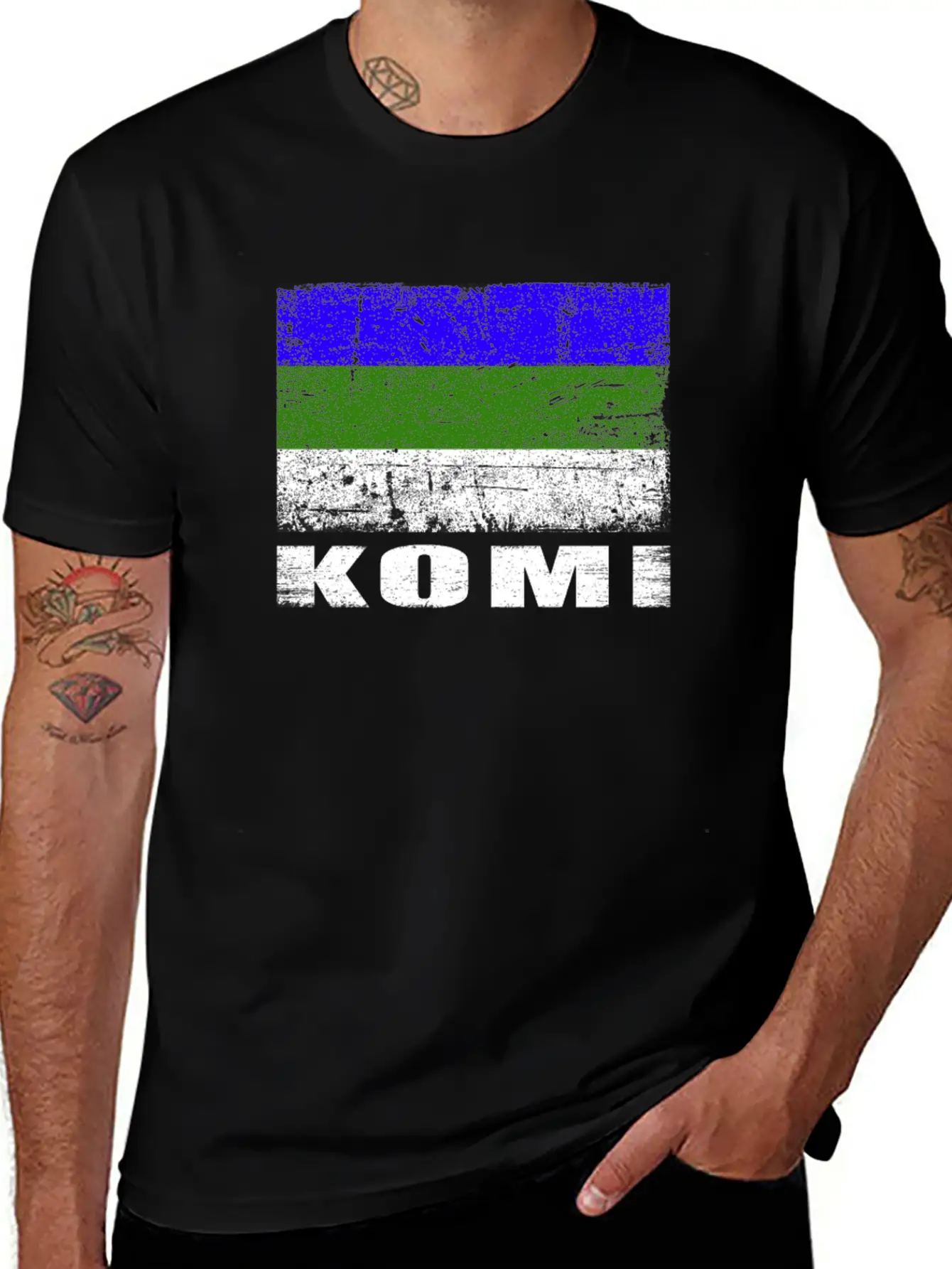 Komi Flag Grunge Country Flag Komi Basic Graphic T-Shirt ¨C Daily Comfort In Soft Cotton