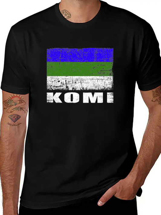 Komi Flag Grunge Country Flag Komi Basic Graphic T-Shirt ¨C Daily Comfort In Soft Cotton