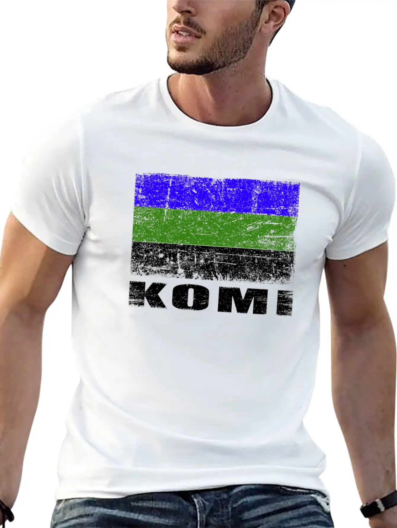 Komi Flag Grunge Country Flag Komi Basic Graphic T-Shirt ¨C Daily Comfort In Soft Cotton