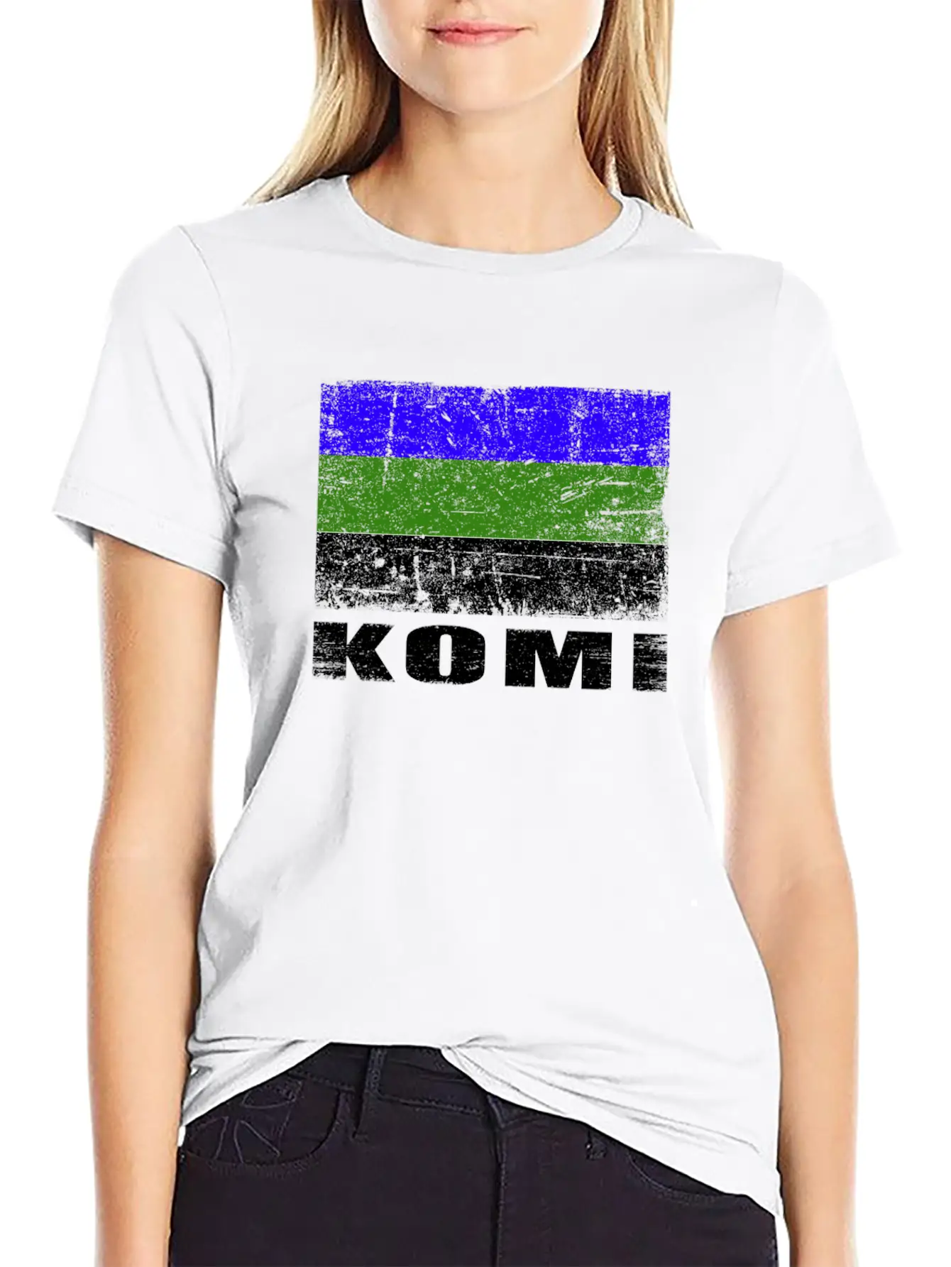 Komi Flag Grunge Country Flag Komi Basic Graphic T-Shirt ¨C Daily Comfort In Soft Cotton
