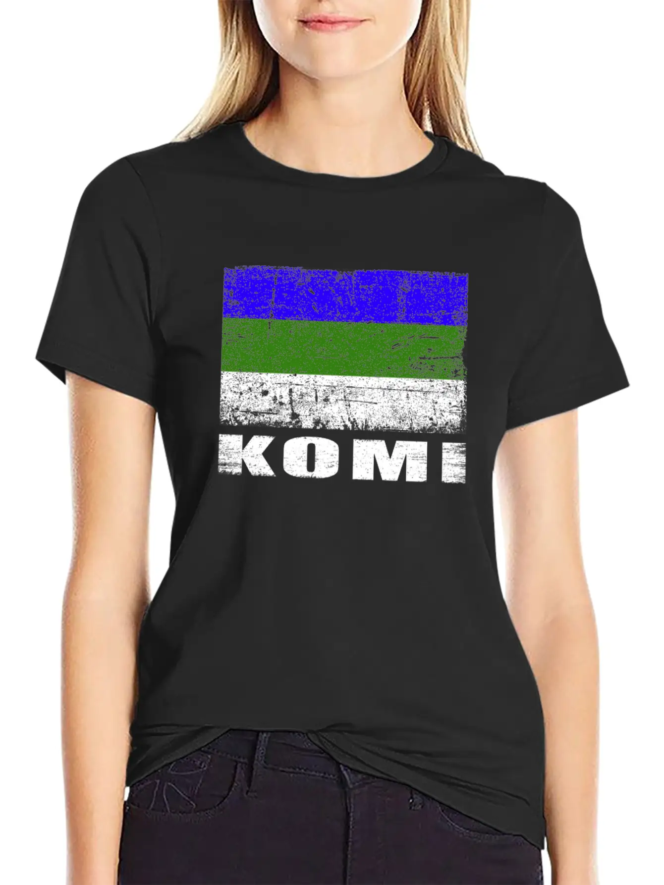 Komi Flag Grunge Country Flag Komi Basic Graphic T-Shirt ¨C Daily Comfort In Soft Cotton