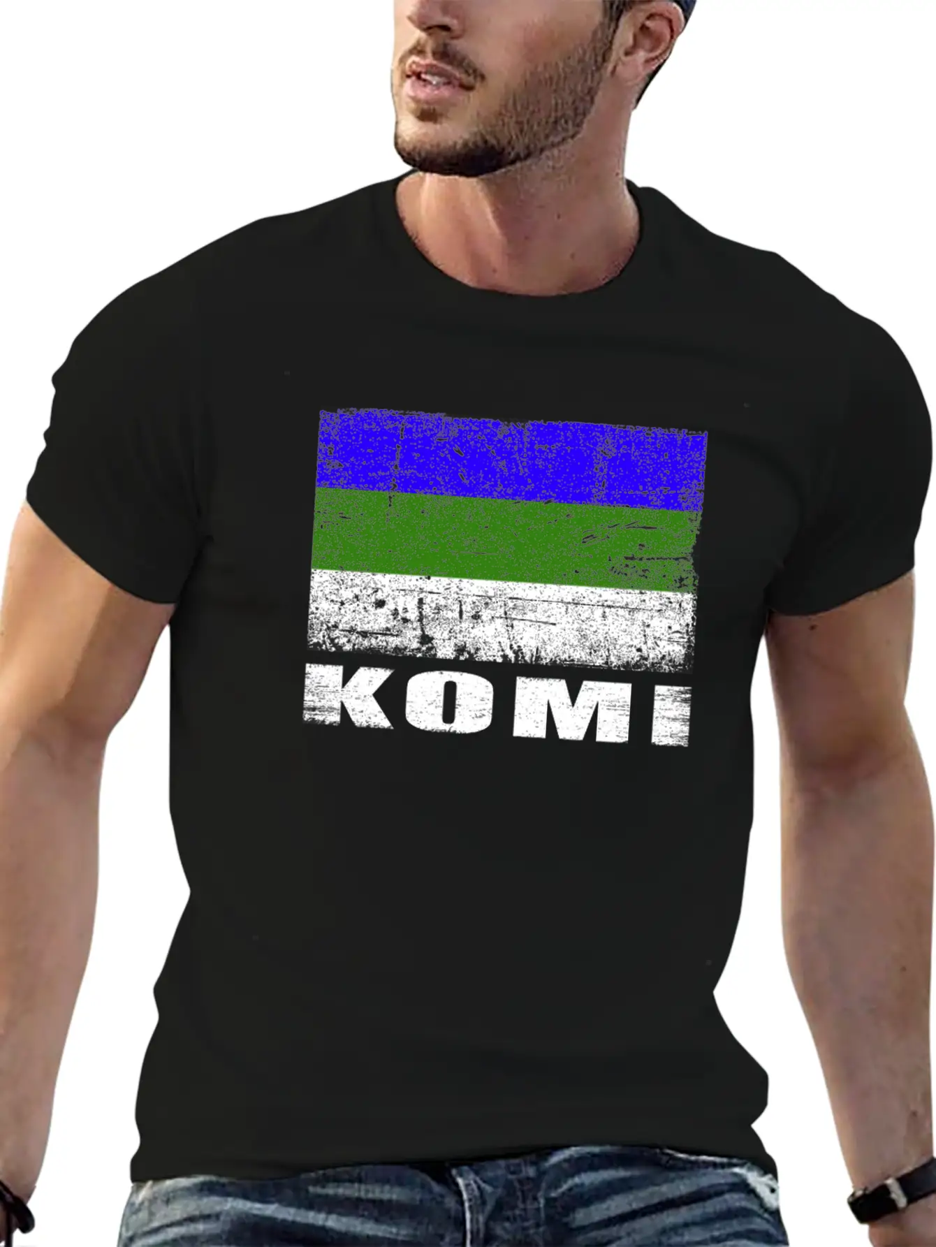 Komi Flag Grunge Country Flag Komi Basic Graphic T-Shirt ¨C Daily Comfort In Soft Cotton