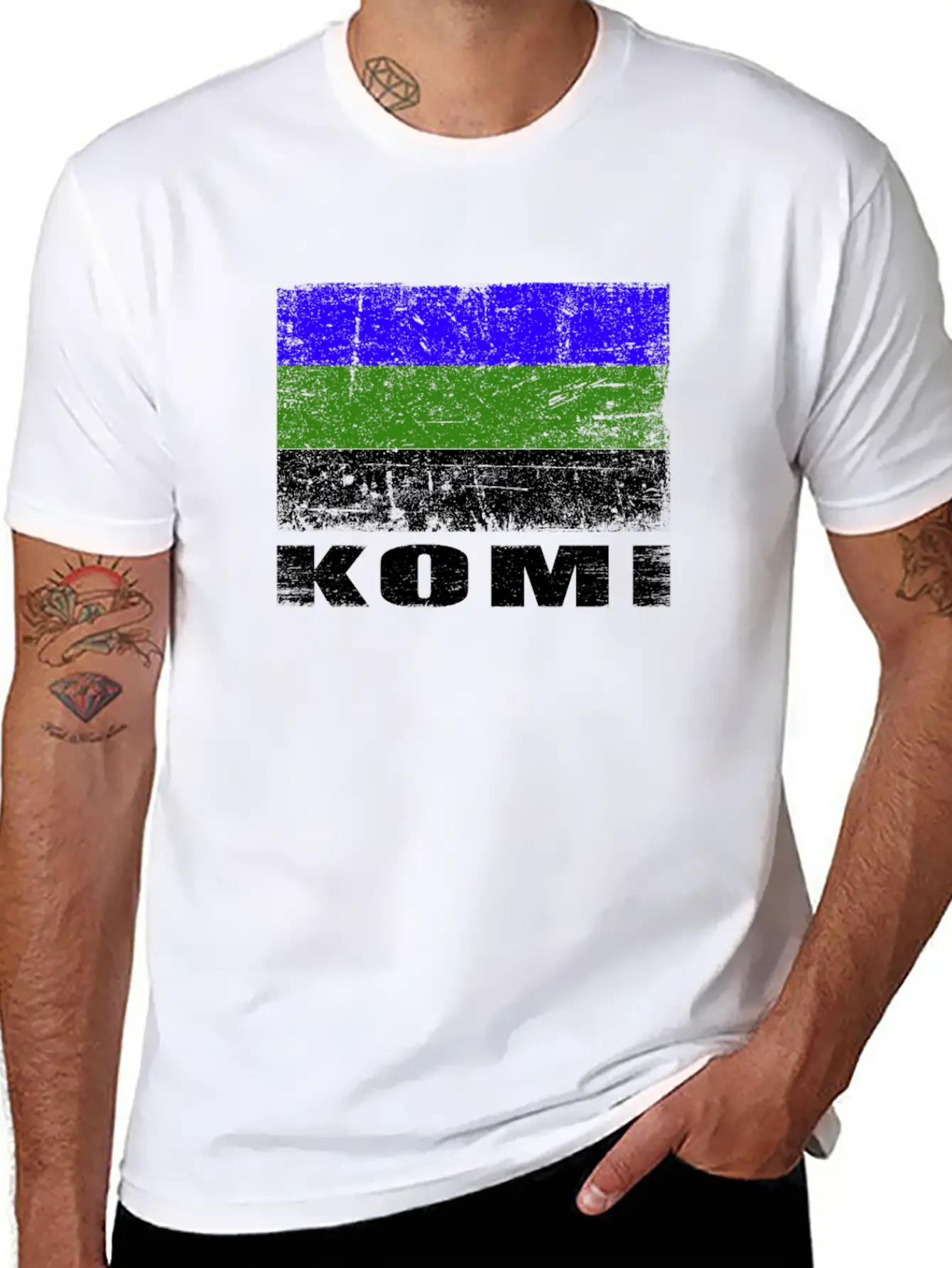 Komi Flag Grunge Country Flag Komi Basic Graphic T-Shirt ¨C Daily Comfort In Soft Cotton