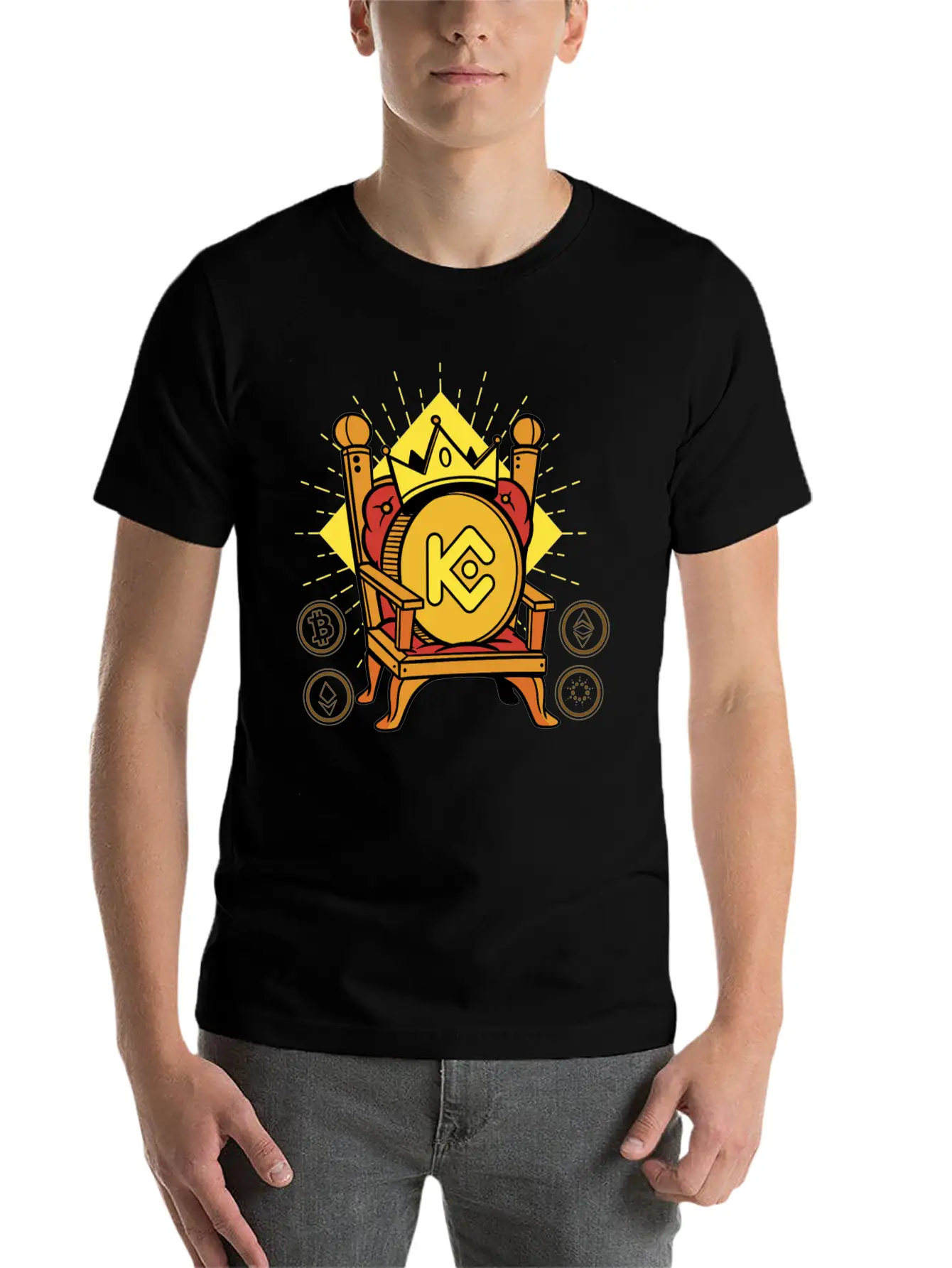 KuCoin Token Is King Crypto Basic Graphic T-Shirt ¨C Daily Comfort In Soft Cotton