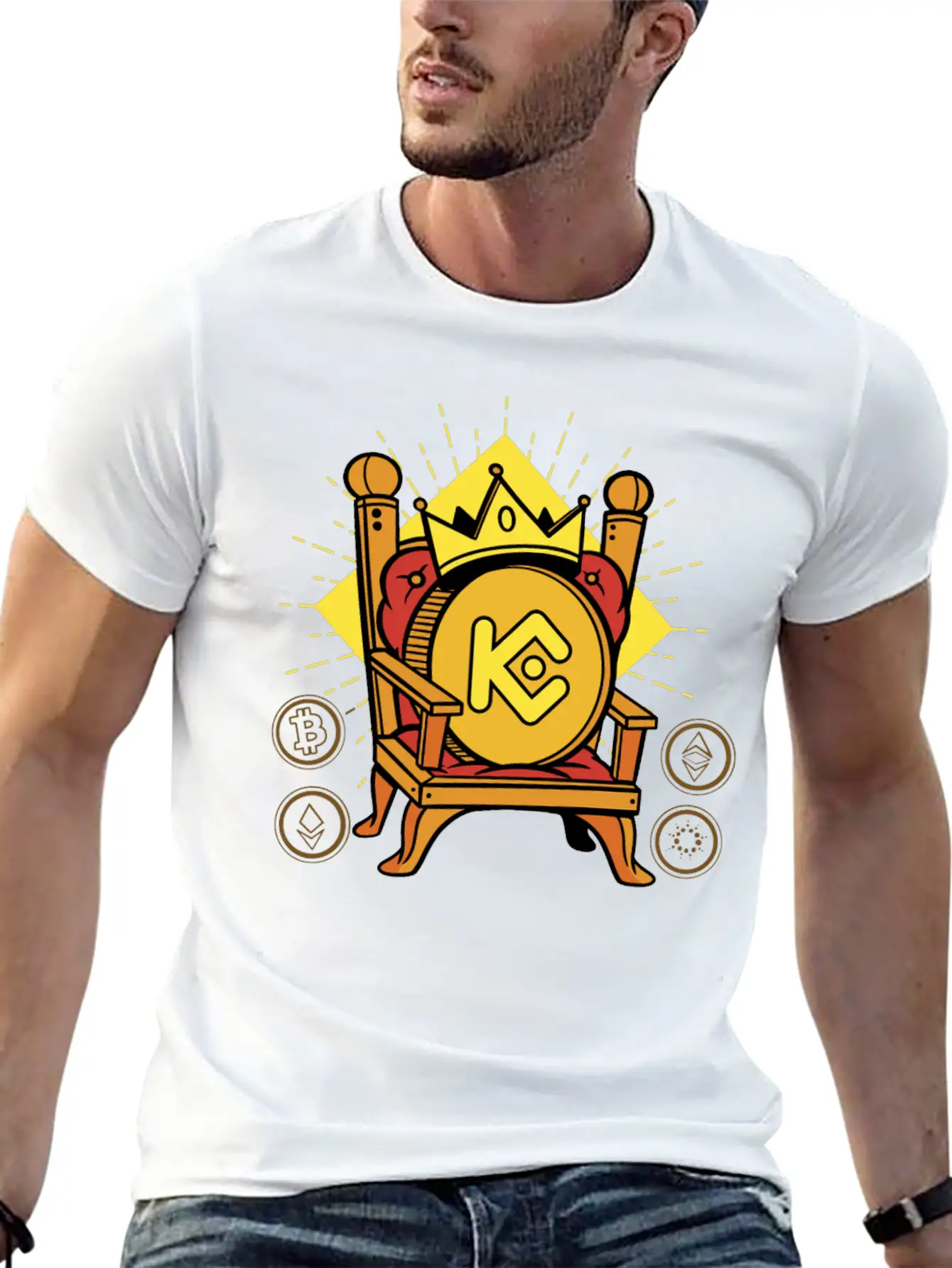 KuCoin Token Is King Crypto Basic Graphic T-Shirt ¨C Daily Comfort In Soft Cotton