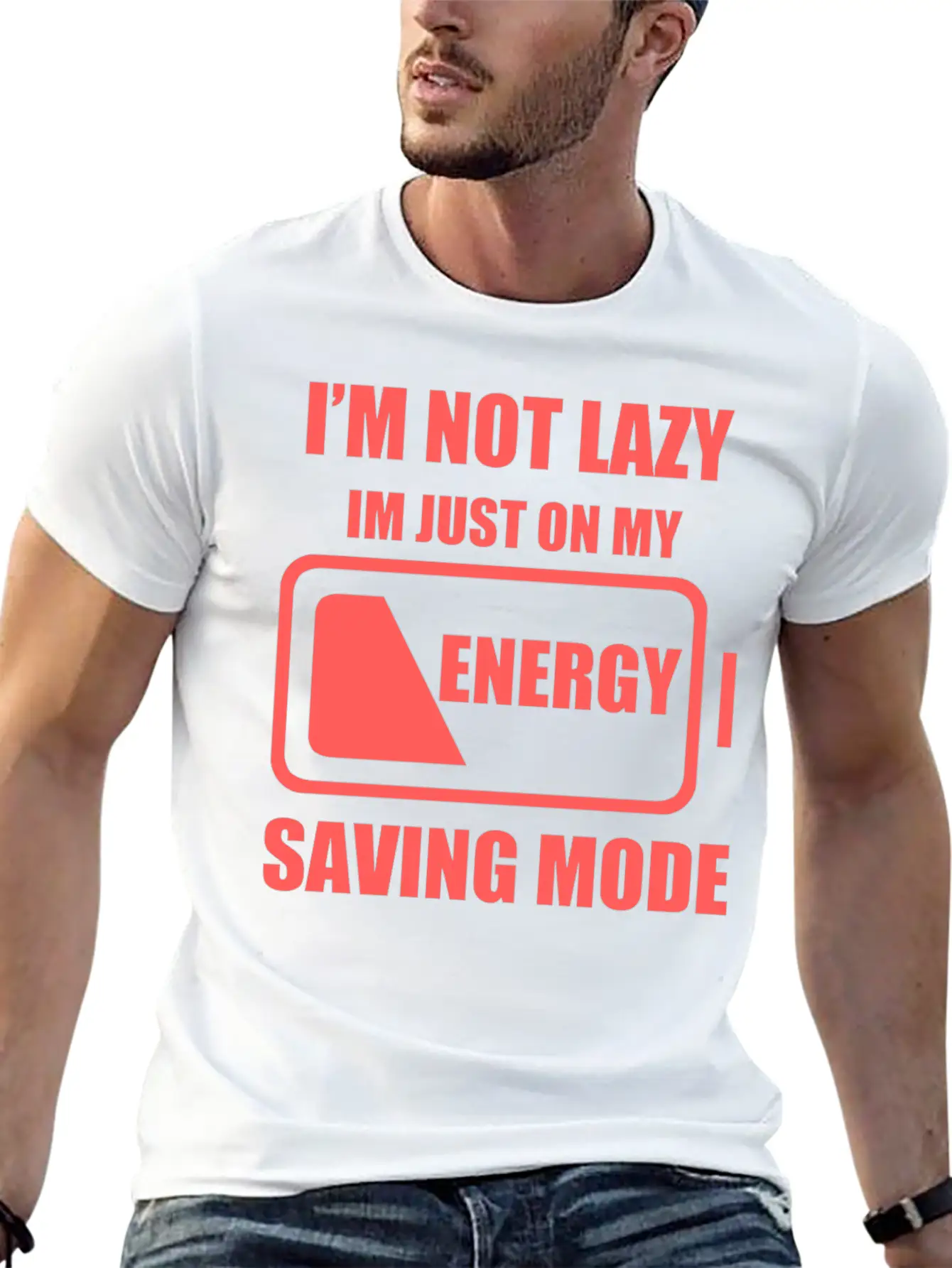 Lazy - My Energy Saving Mode Essential Cotton Tee For Daily Outfits ¨C Unisex Style