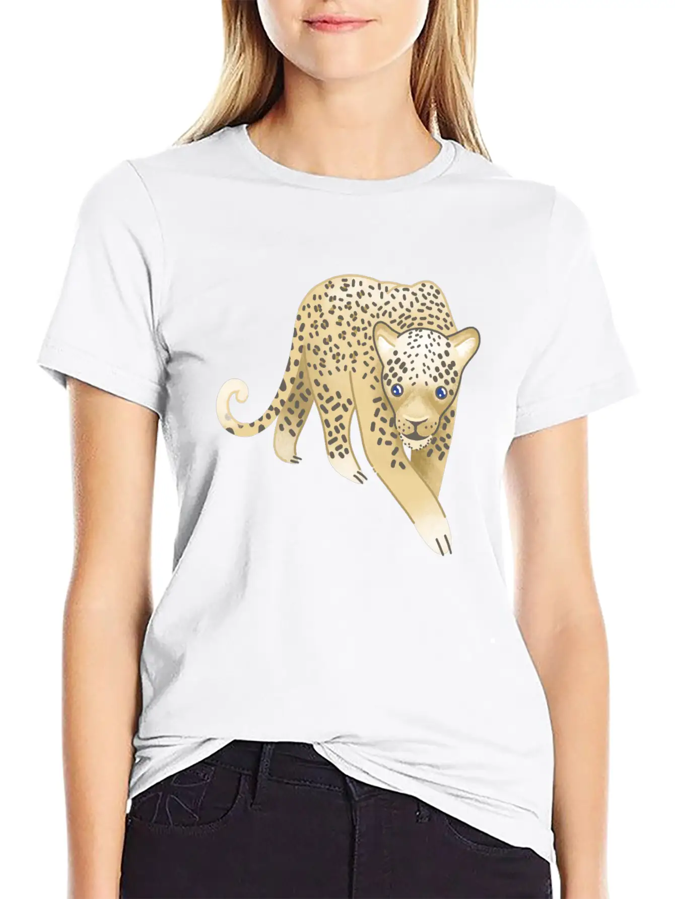 Leopard Walking Forward (Hand Drawn) Soft Cotton Short Sleeve Tee ¨C Unisex Wardrobe Staple