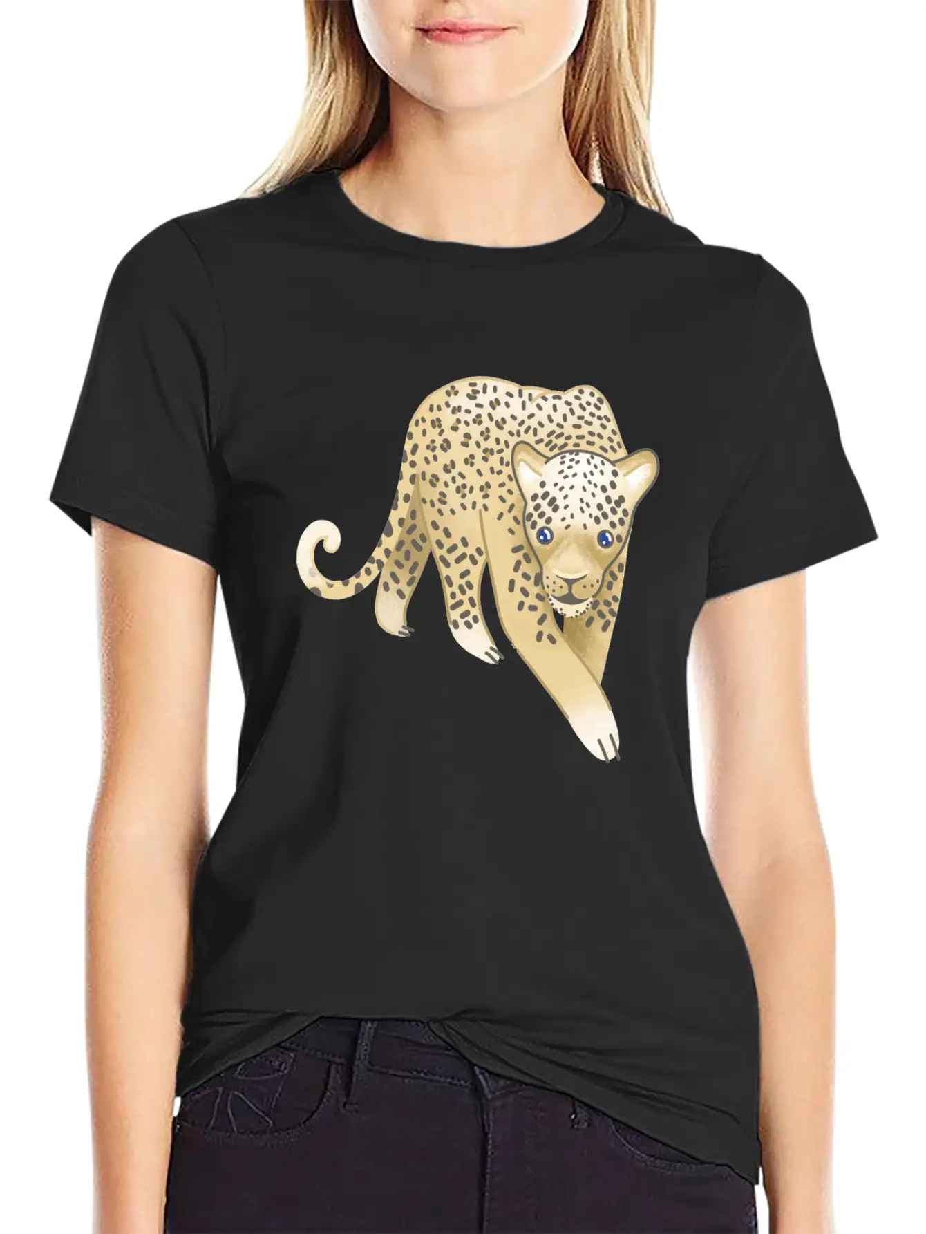 Leopard Walking Forward (Hand Drawn) Soft Cotton Short Sleeve Tee ¨C Unisex Wardrobe Staple