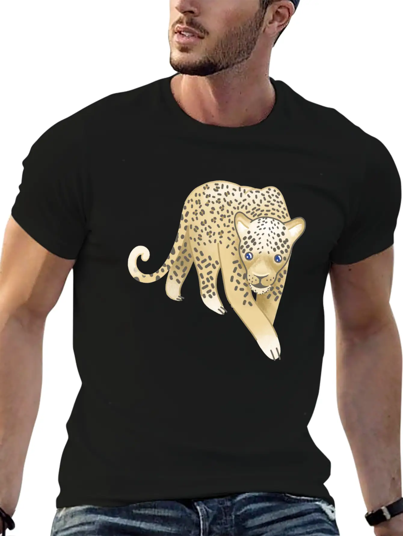 Leopard Walking Forward (Hand Drawn) Soft Cotton Short Sleeve Tee ¨C Unisex Wardrobe Staple