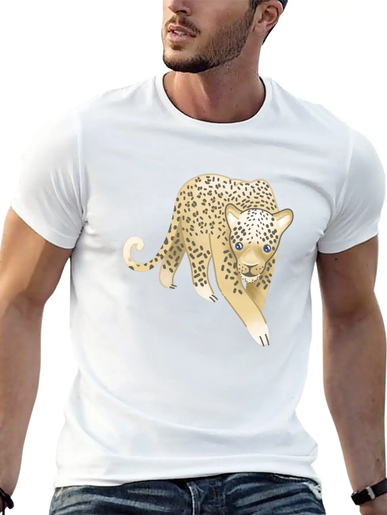 Leopard Walking Forward (Hand Drawn) Soft Cotton Short Sleeve Tee ¨C Unisex Wardrobe Staple