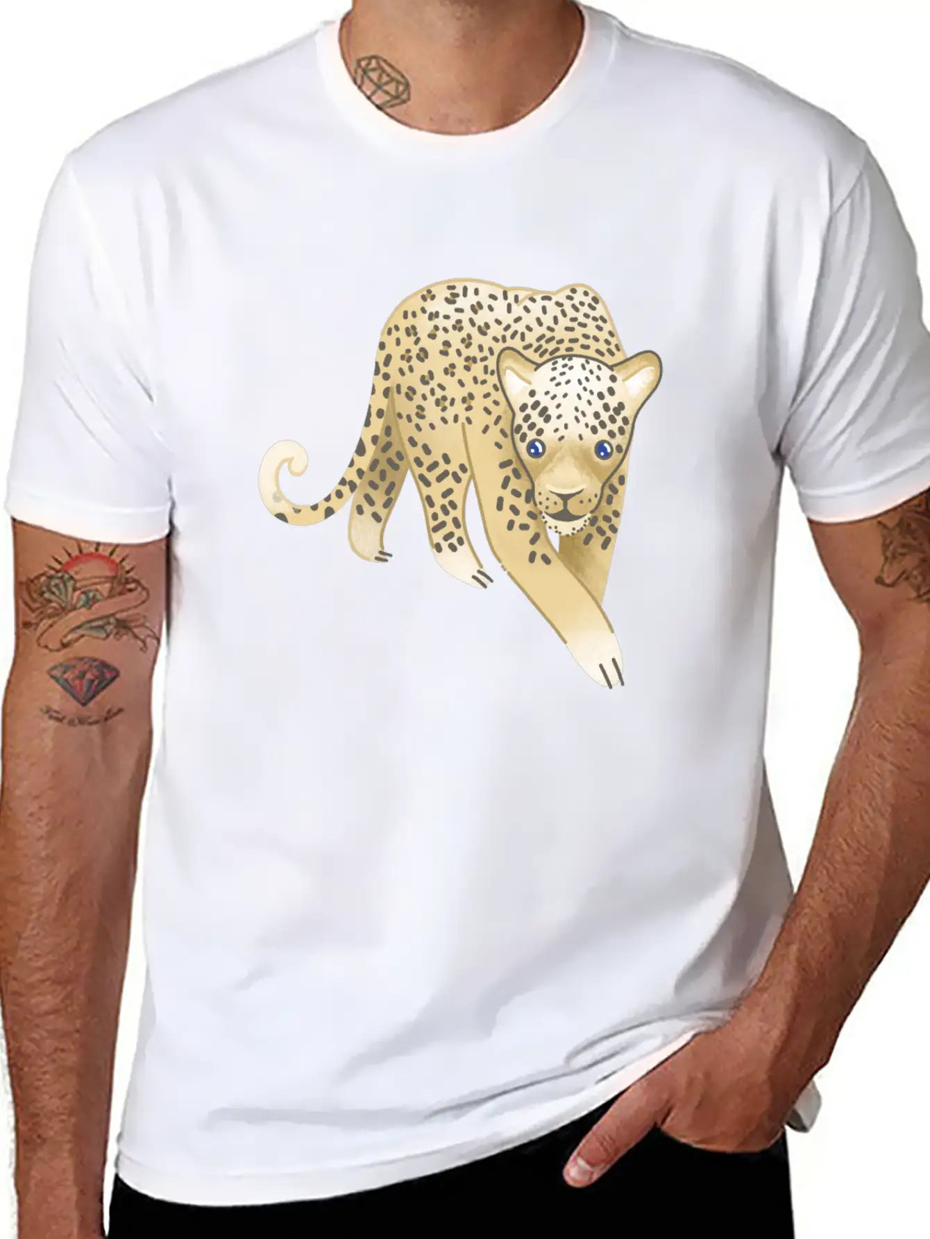 Leopard Walking Forward (Hand Drawn) Soft Cotton Short Sleeve Tee ¨C Unisex Wardrobe Staple