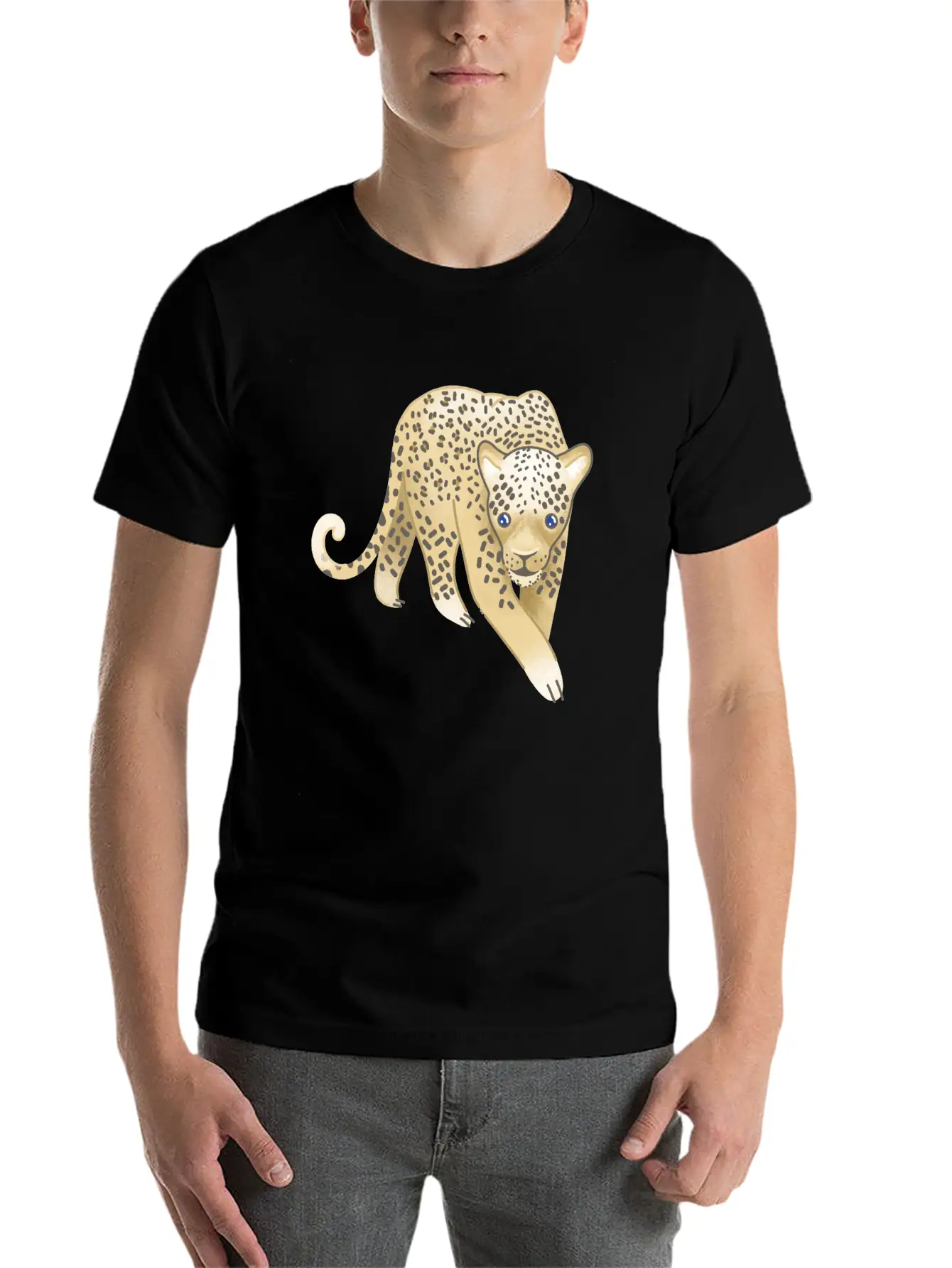 Leopard Walking Forward (Hand Drawn) Soft Cotton Short Sleeve Tee ¨C Unisex Wardrobe Staple