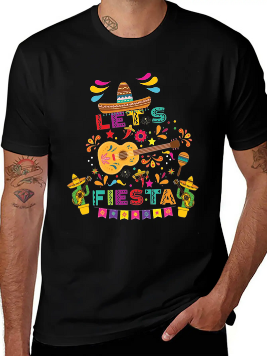 Let's Fiesta Shirt, Mexican Maracas, Sombrero Basic Graphic T-Shirt ¨C Daily Comfort In Soft Cotton