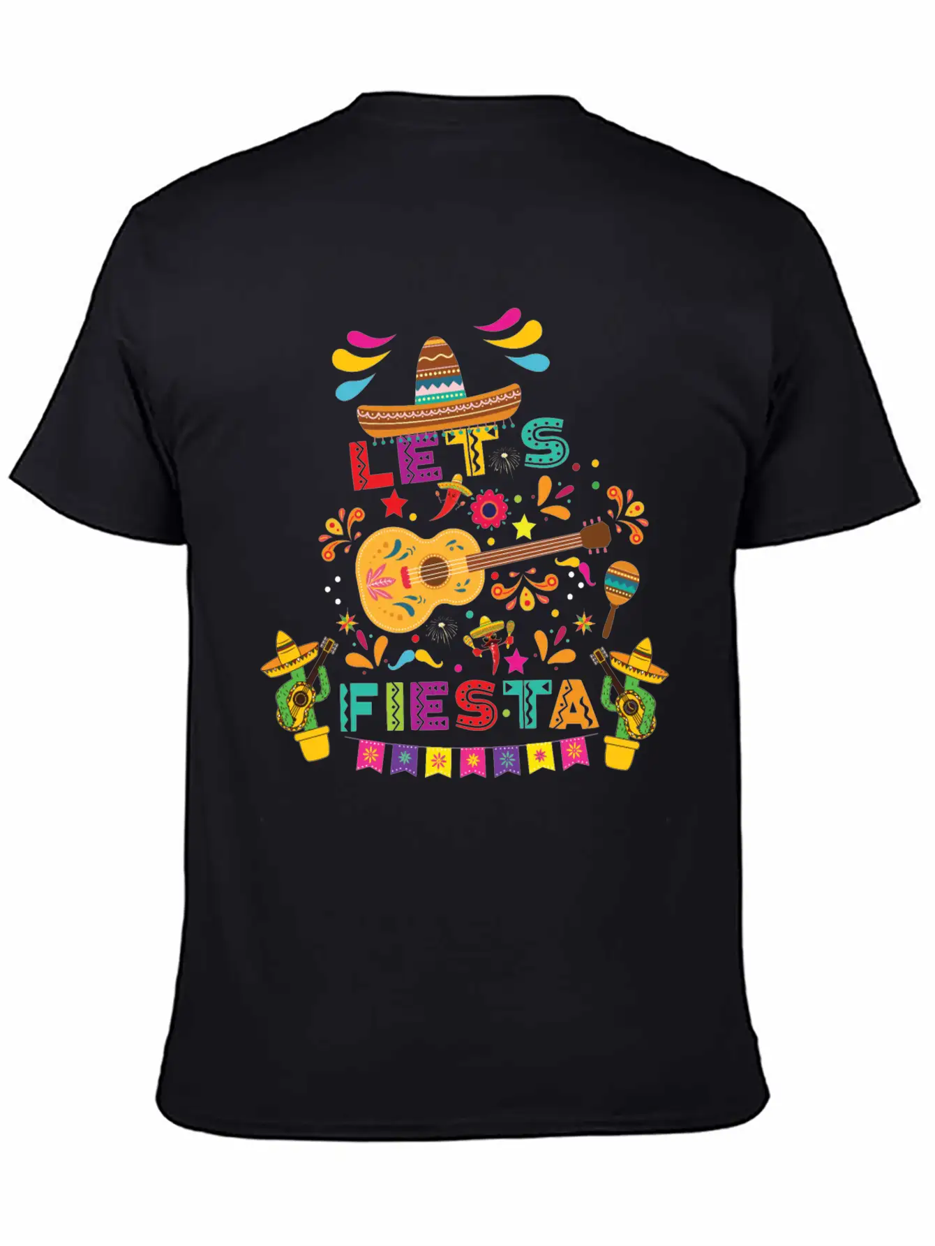 Let's Fiesta Shirt, Mexican Maracas, Sombrero Basic Graphic T-Shirt ¨C Daily Comfort In Soft Cotton