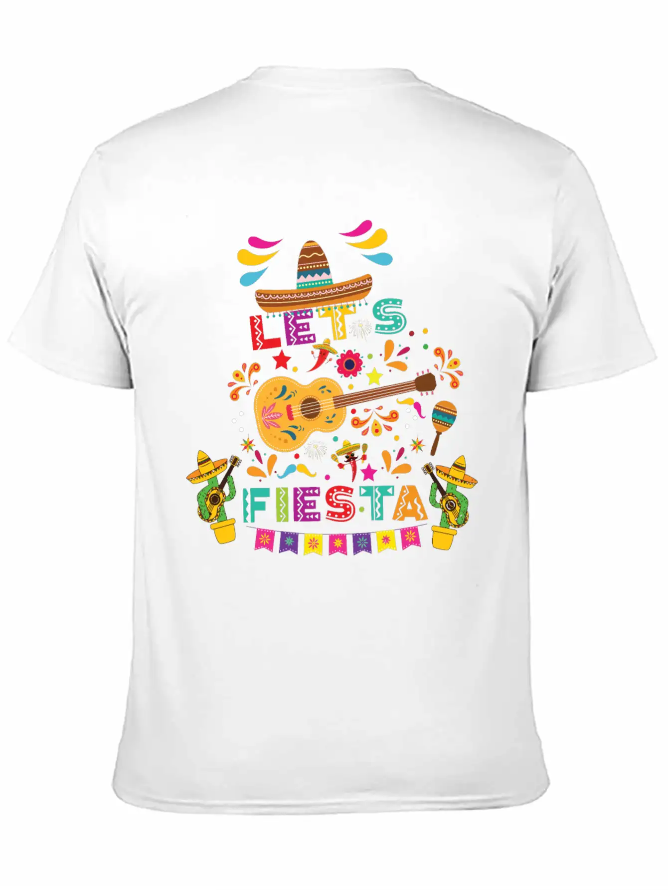 Let's Fiesta Shirt, Mexican Maracas, Sombrero Basic Graphic T-Shirt ¨C Daily Comfort In Soft Cotton