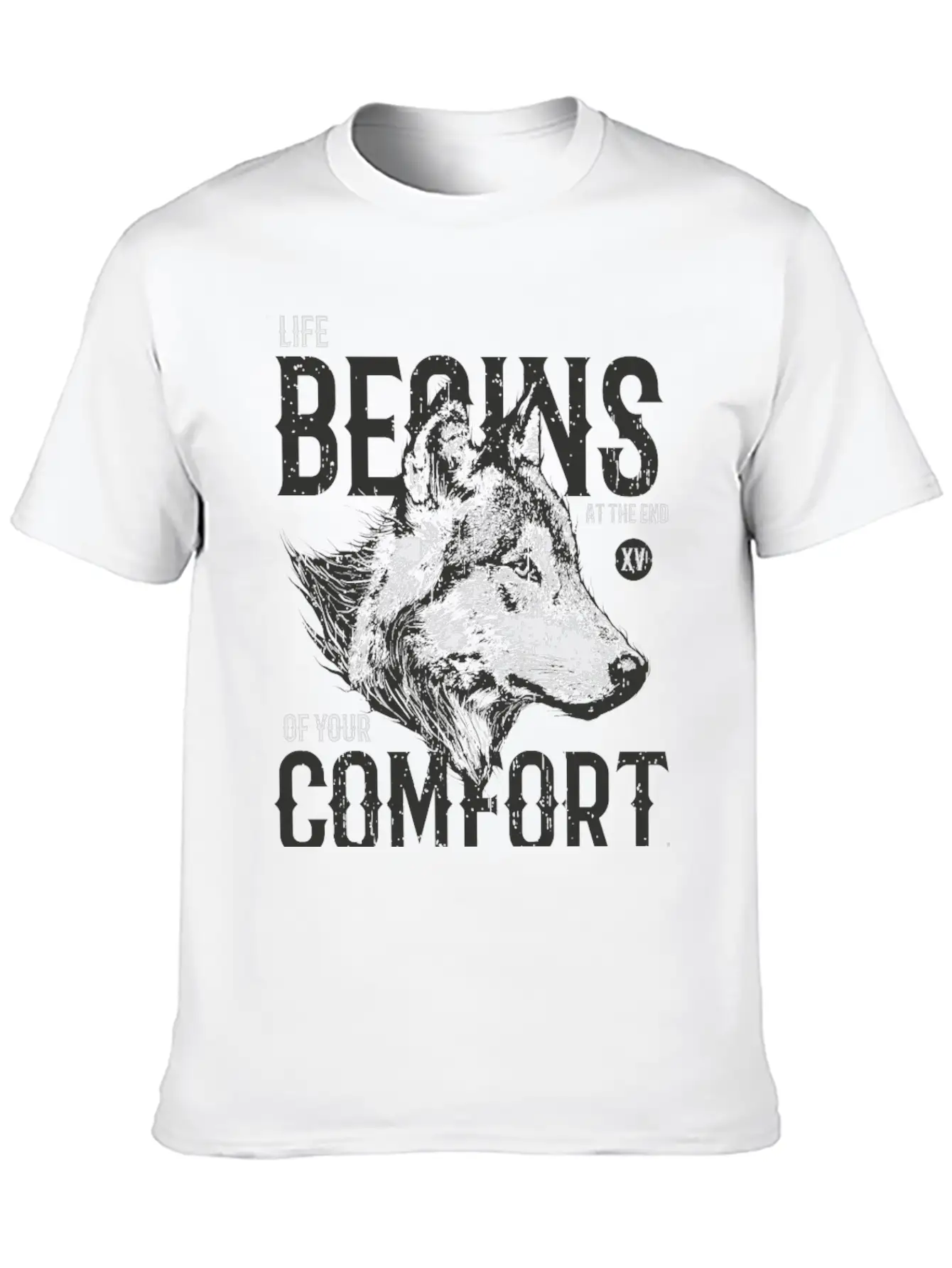 Life Begins At The End Of Your Comfort Zone: Wolf Basic Graphic T-Shirt ¨C Daily Comfort In Soft Cotton