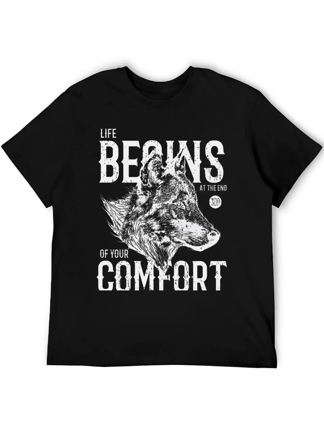 Life Begins At The End Of Your Comfort Zone: Wolf Basic Graphic T-Shirt ¨C Daily Comfort In Soft Cotton
