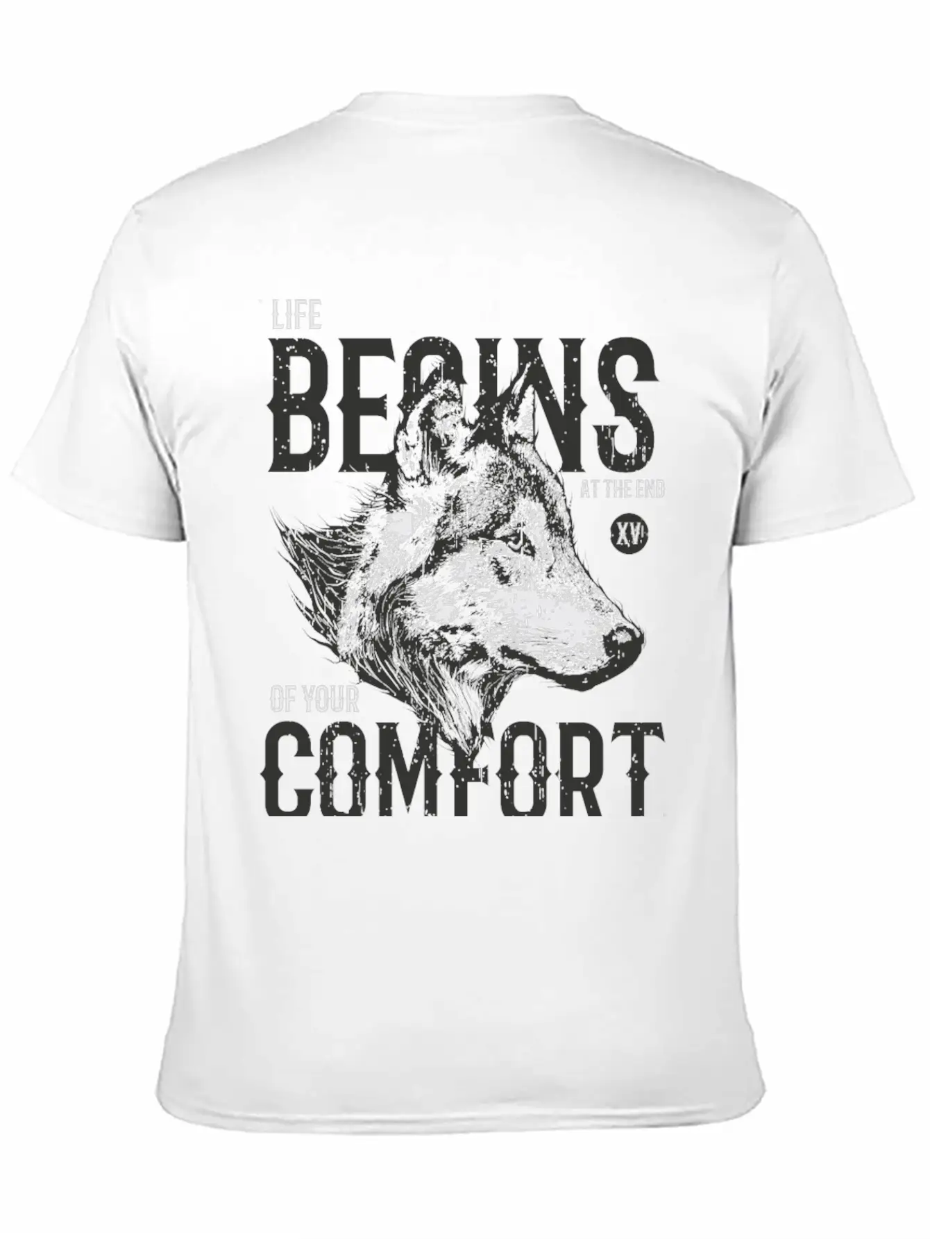 Life Begins At The End Of Your Comfort Zone: Wolf Basic Graphic T-Shirt ¨C Daily Comfort In Soft Cotton