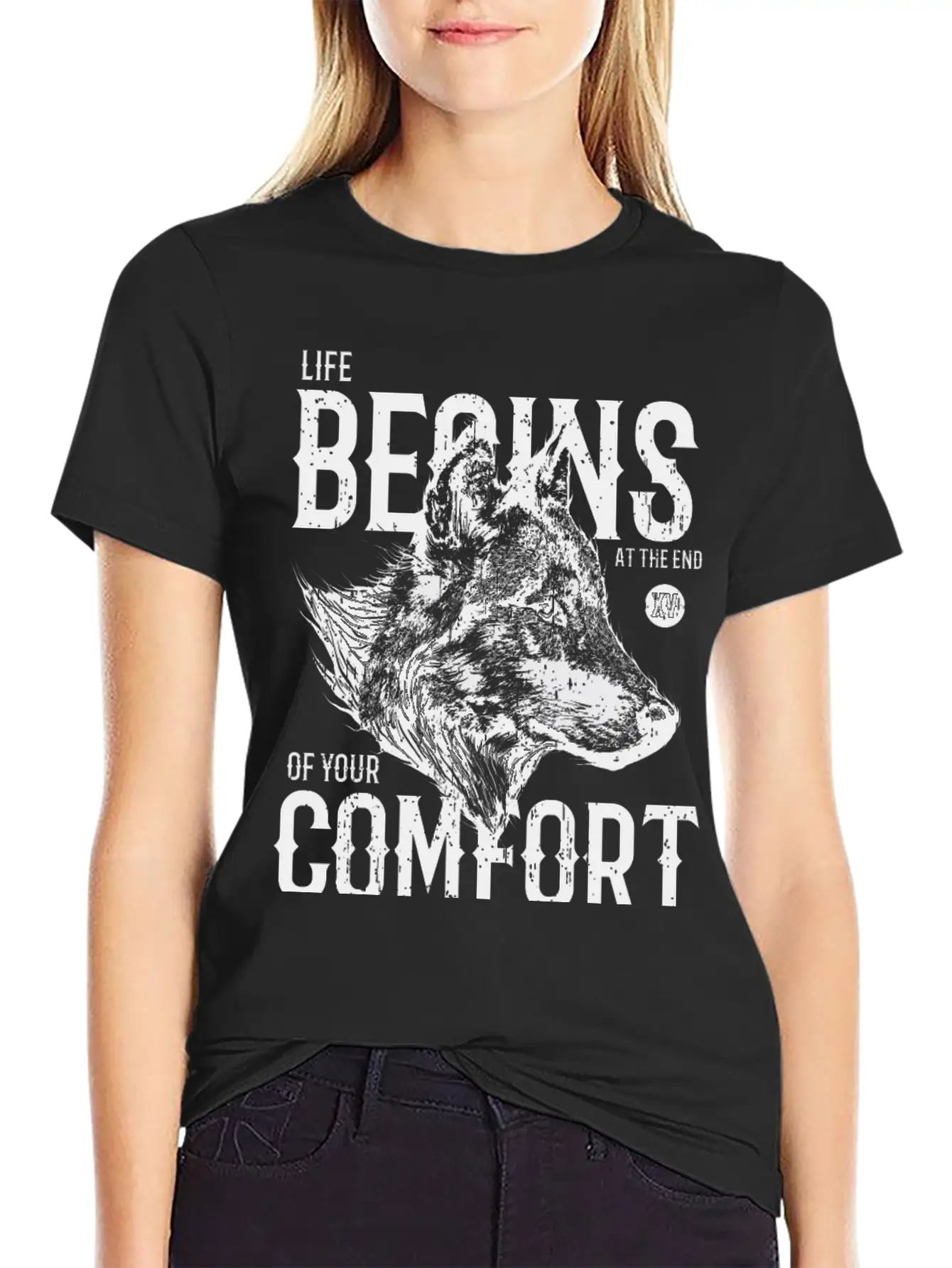 Life Begins At The End Of Your Comfort Zone: Wolf Basic Graphic T-Shirt ¨C Daily Comfort In Soft Cotton