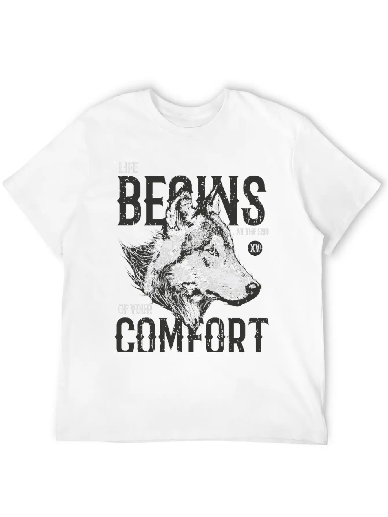 Life Begins At The End Of Your Comfort Zone: Wolf Basic Graphic T-Shirt ¨C Daily Comfort In Soft Cotton