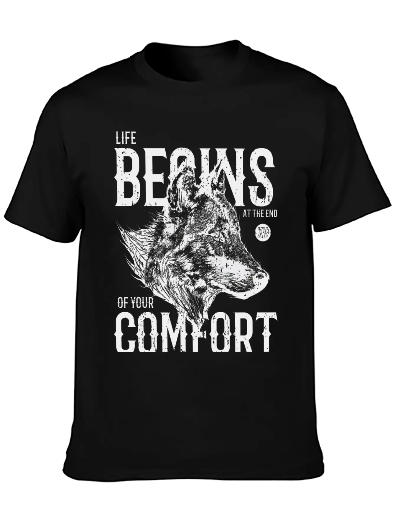 Life Begins At The End Of Your Comfort Zone: Wolf Basic Graphic T-Shirt ¨C Daily Comfort In Soft Cotton