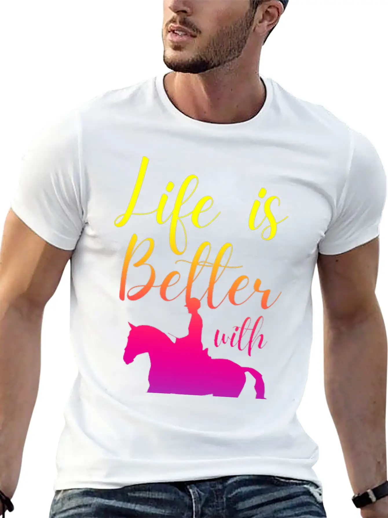 Life Is Better With Horses Basic Graphic T-Shirt ¨C Daily Comfort In Soft Cotton
