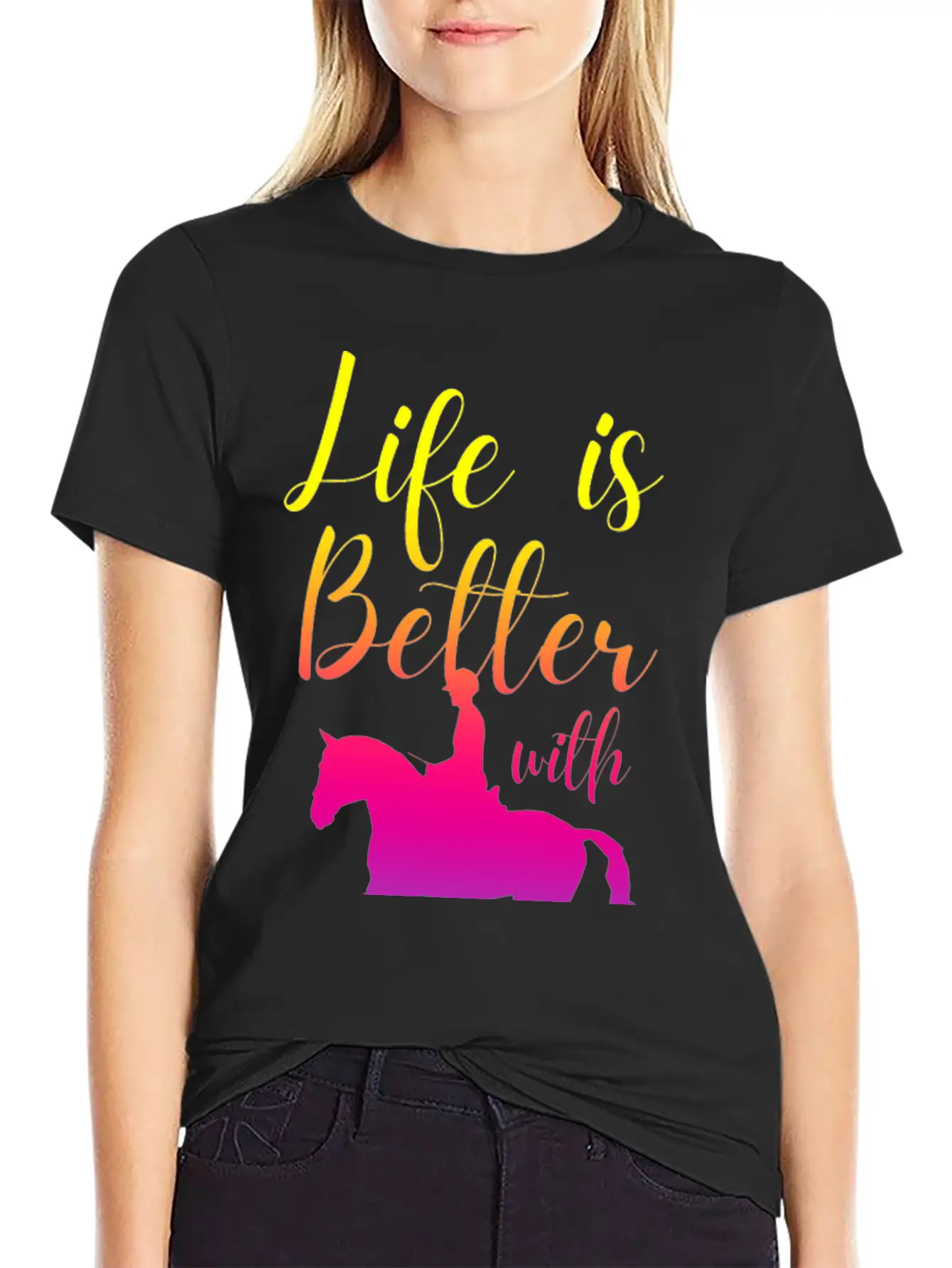 Life Is Better With Horses Basic Graphic T-Shirt ¨C Daily Comfort In Soft Cotton