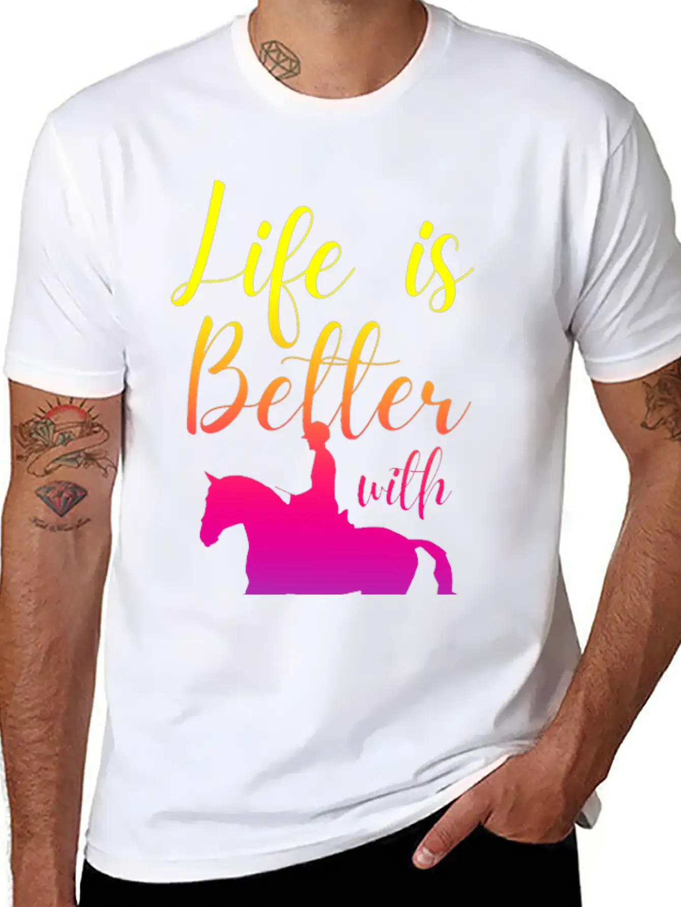Life Is Better With Horses Basic Graphic T-Shirt ¨C Daily Comfort In Soft Cotton