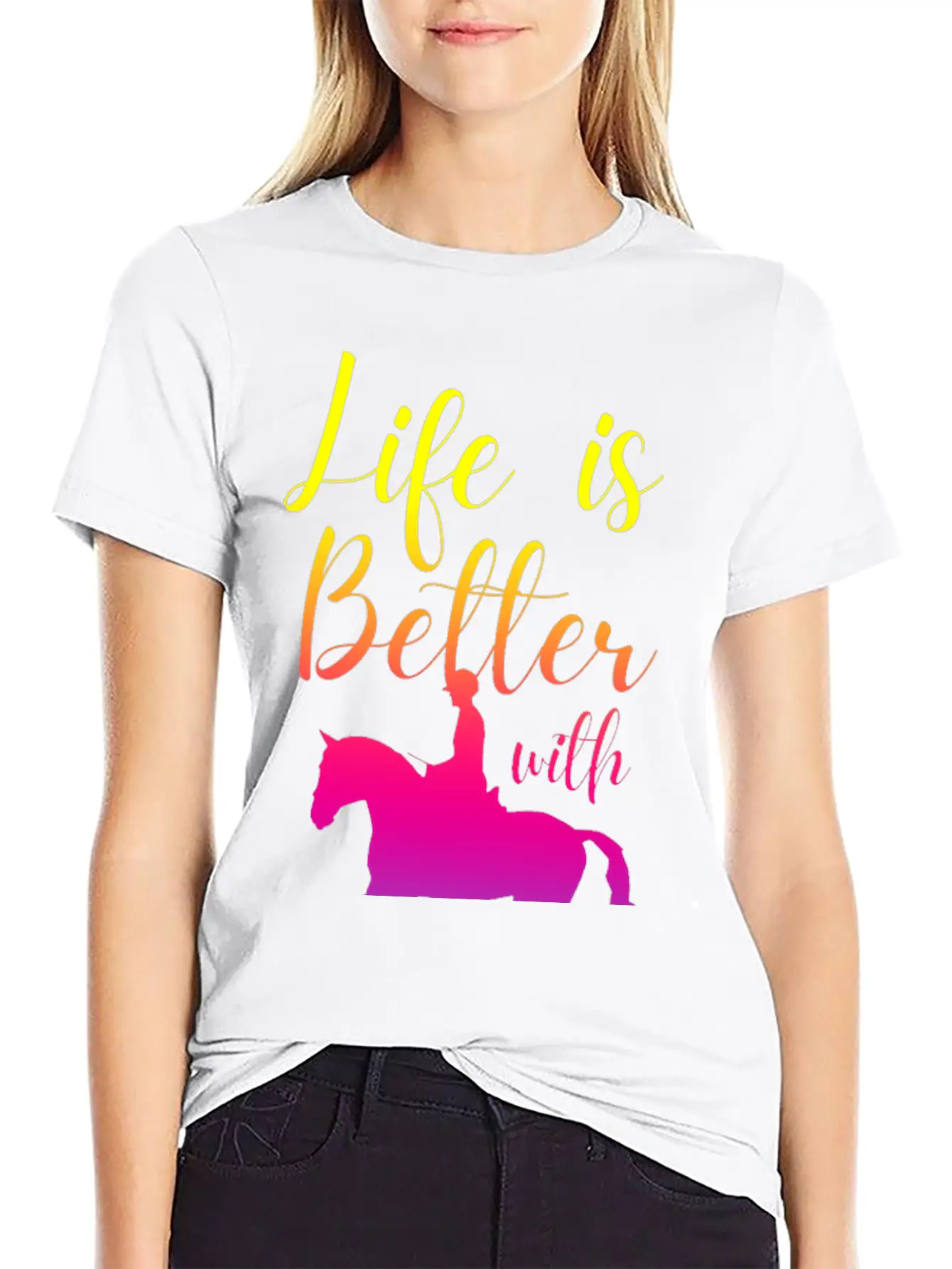 Life Is Better With Horses Basic Graphic T-Shirt ¨C Daily Comfort In Soft Cotton