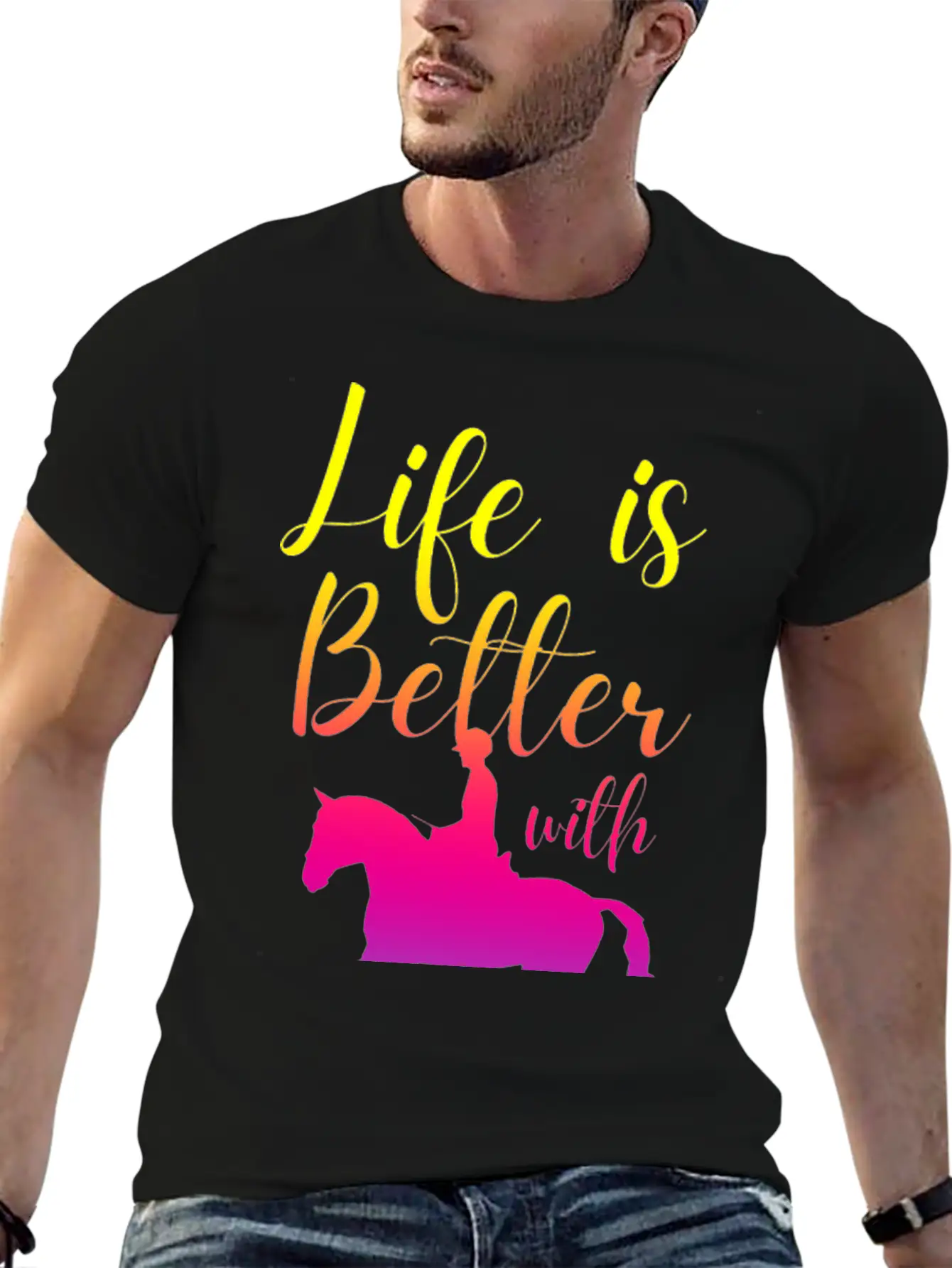 Life Is Better With Horses Basic Graphic T-Shirt ¨C Daily Comfort In Soft Cotton
