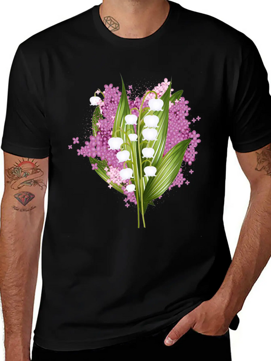 Lily Of The Valley And Lilac Bouquet Basic Graphic T-Shirt ¨C Daily Comfort In Soft Cotton