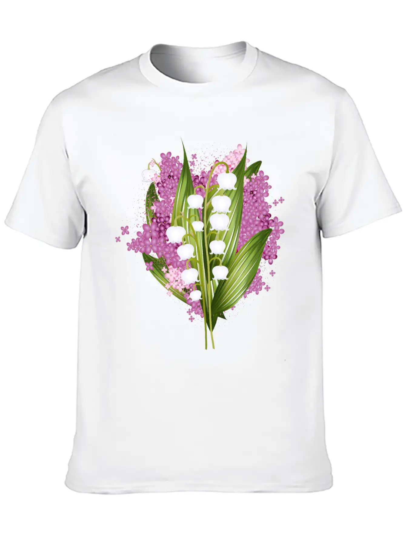 Lily Of The Valley And Lilac Bouquet Basic Graphic T-Shirt ¨C Daily Comfort In Soft Cotton