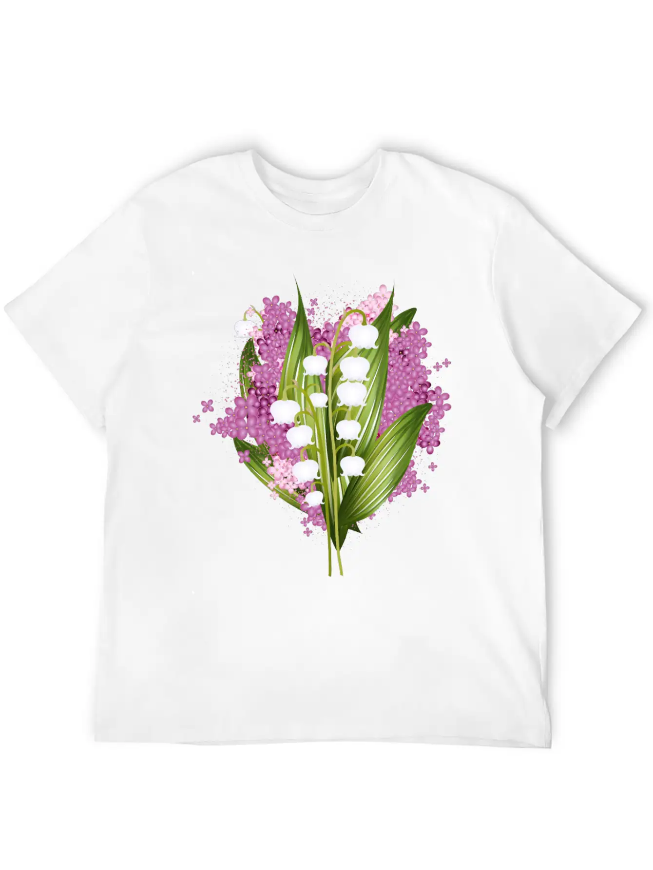 Lily Of The Valley And Lilac Bouquet Basic Graphic T-Shirt ¨C Daily Comfort In Soft Cotton