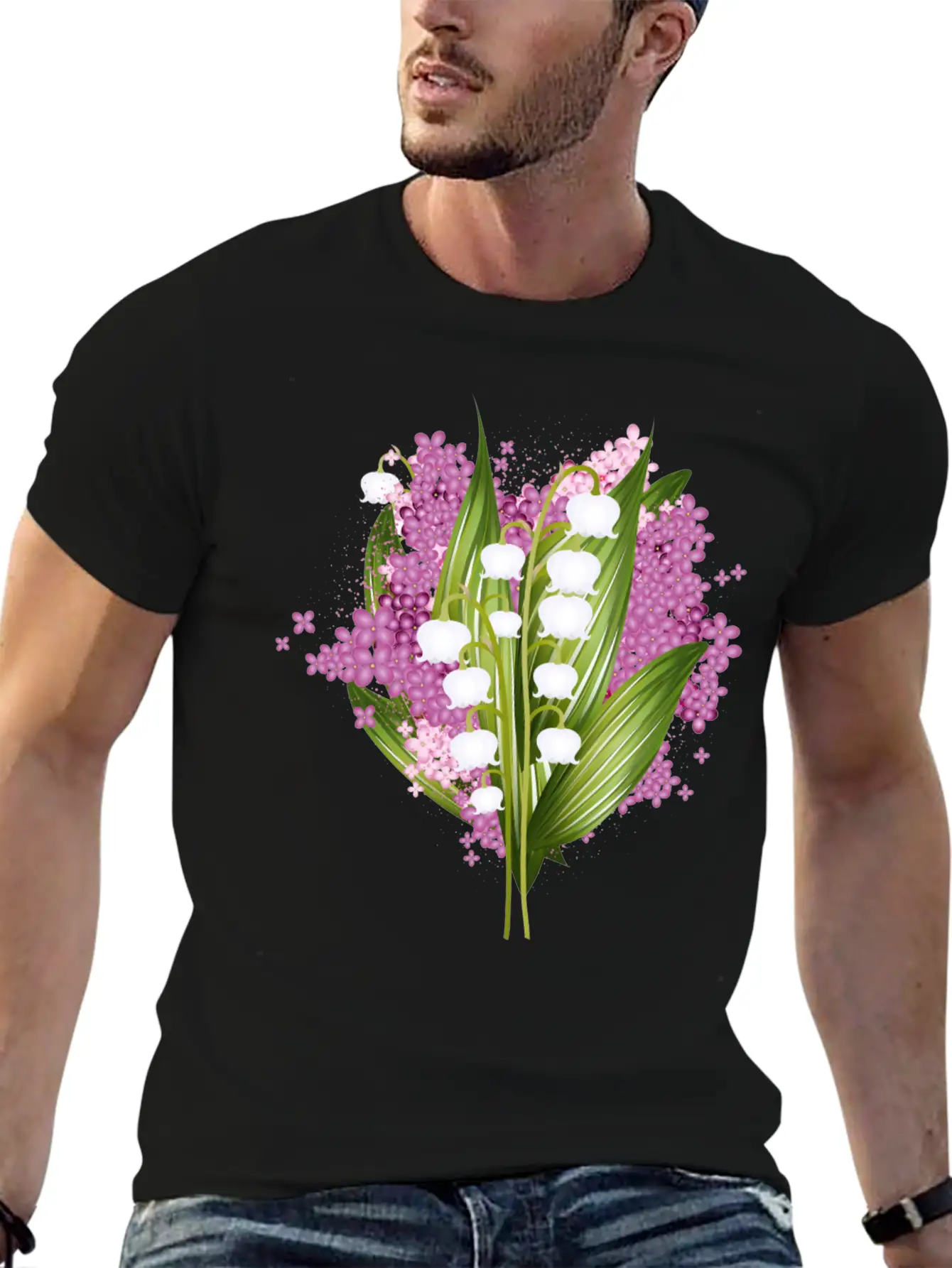 Lily Of The Valley And Lilac Bouquet Basic Graphic T-Shirt ¨C Daily Comfort In Soft Cotton