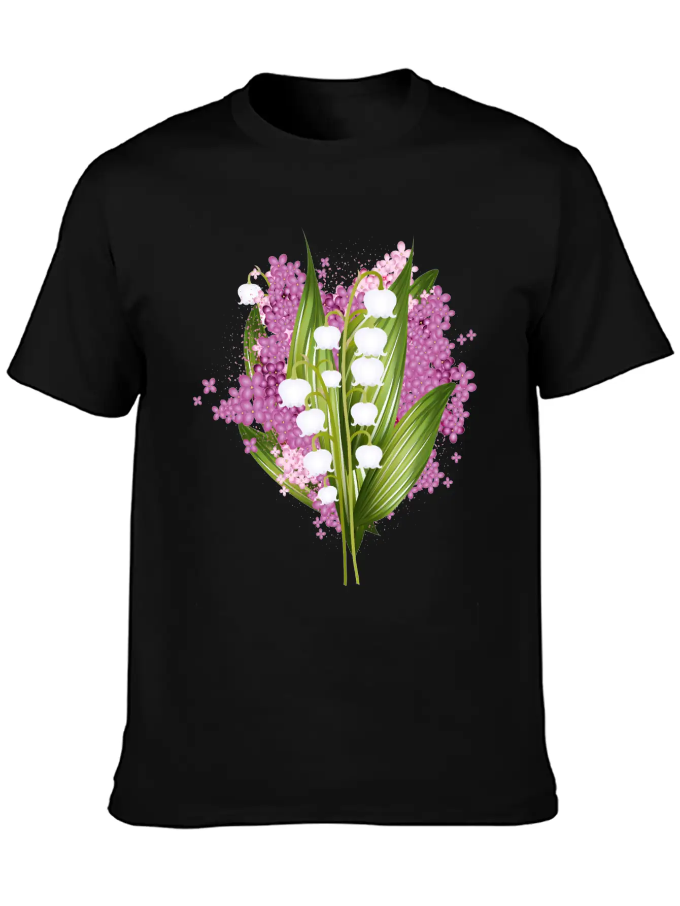 Lily Of The Valley And Lilac Bouquet Basic Graphic T-Shirt ¨C Daily Comfort In Soft Cotton