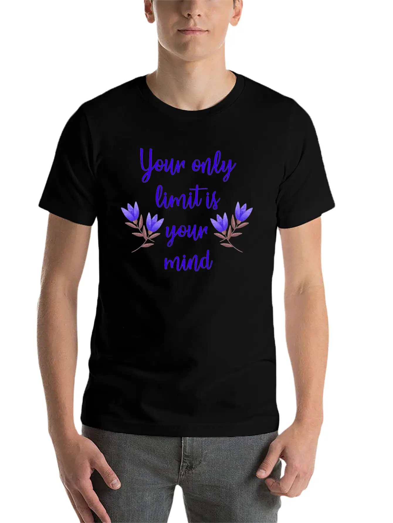 Limit Is Your Mind Inspirational Quote Inner Peace Essential Cotton Tee For Daily Outfits ¨C Unisex Style