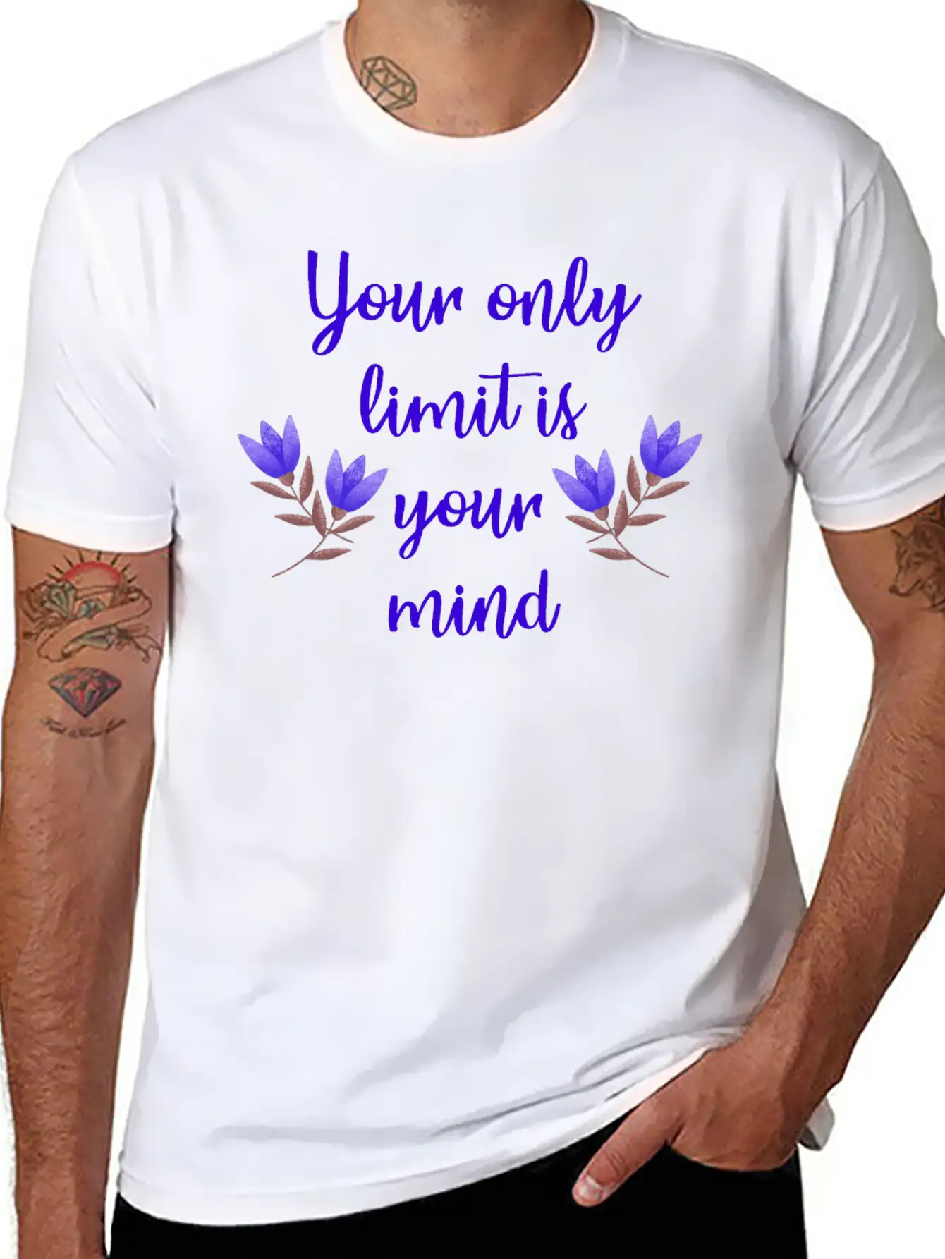 Limit Is Your Mind Inspirational Quote Inner Peace Essential Cotton Tee For Daily Outfits ¨C Unisex Style
