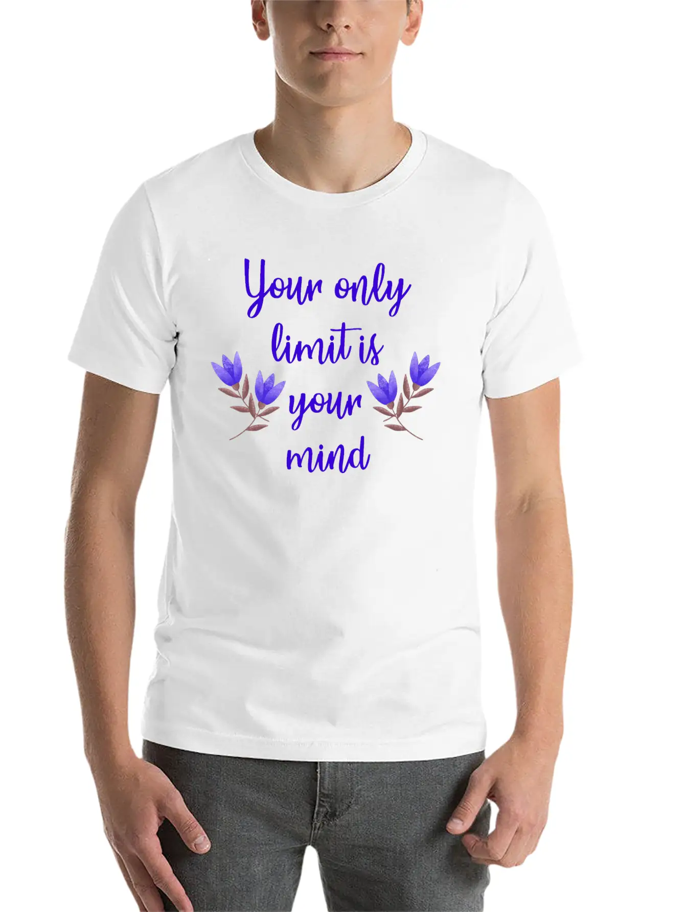 Limit Is Your Mind Inspirational Quote Inner Peace Essential Cotton Tee For Daily Outfits ¨C Unisex Style