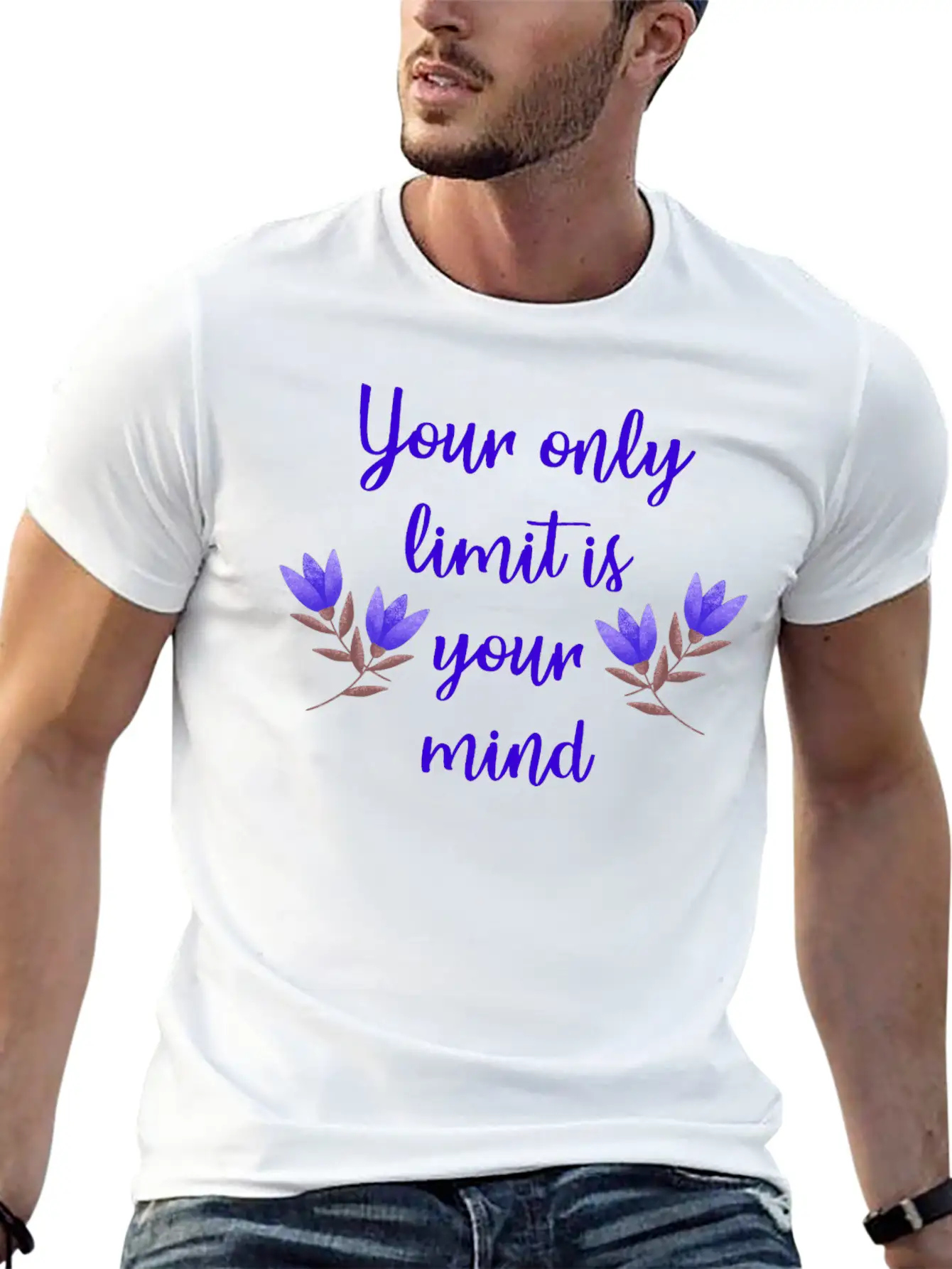 Limit Is Your Mind Inspirational Quote Inner Peace Essential Cotton Tee For Daily Outfits ¨C Unisex Style